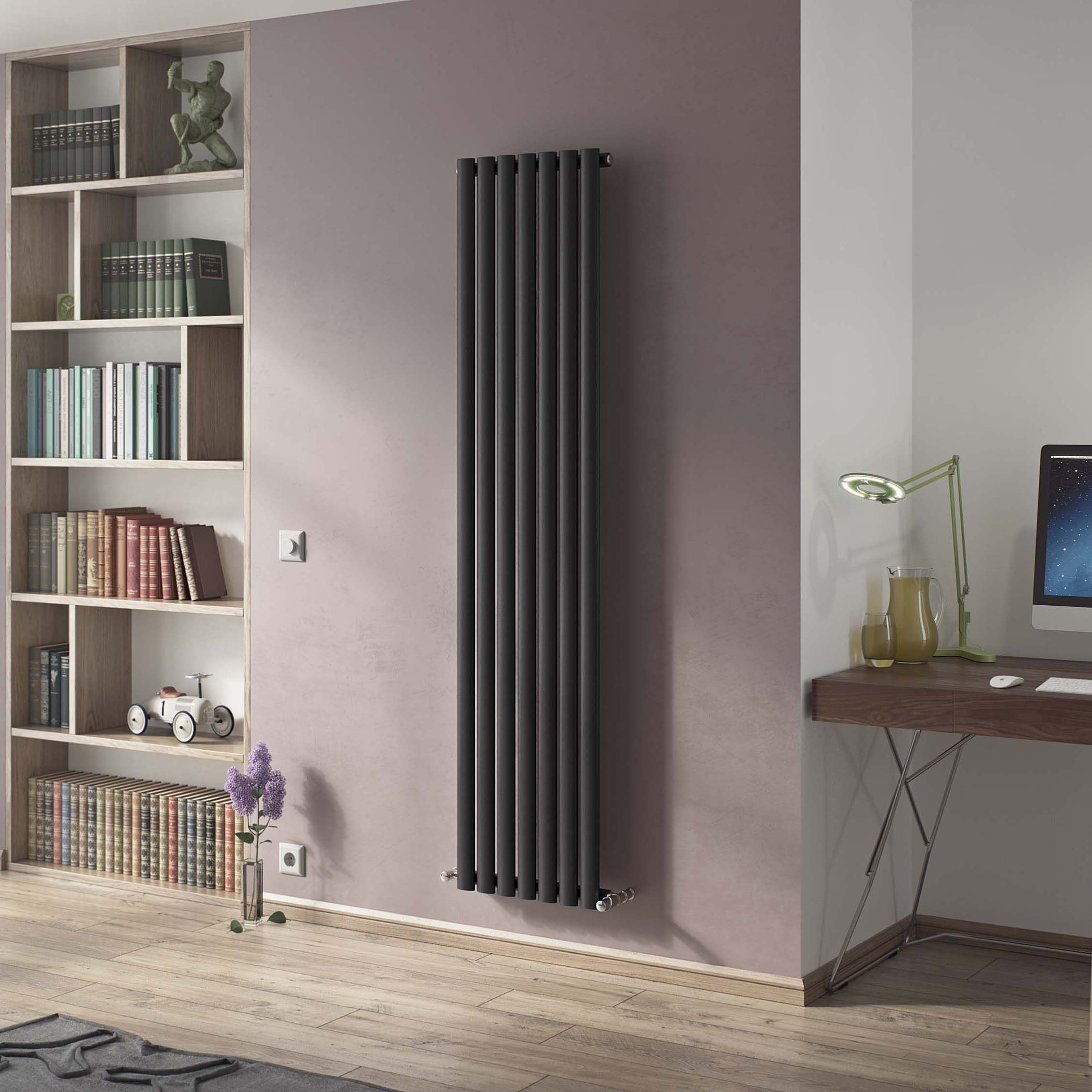 Ximax Champion DES RAD BS 1800X526MM Hydronic Vertical Designer Radiator, Black silver (W)526mm (H)1800mm