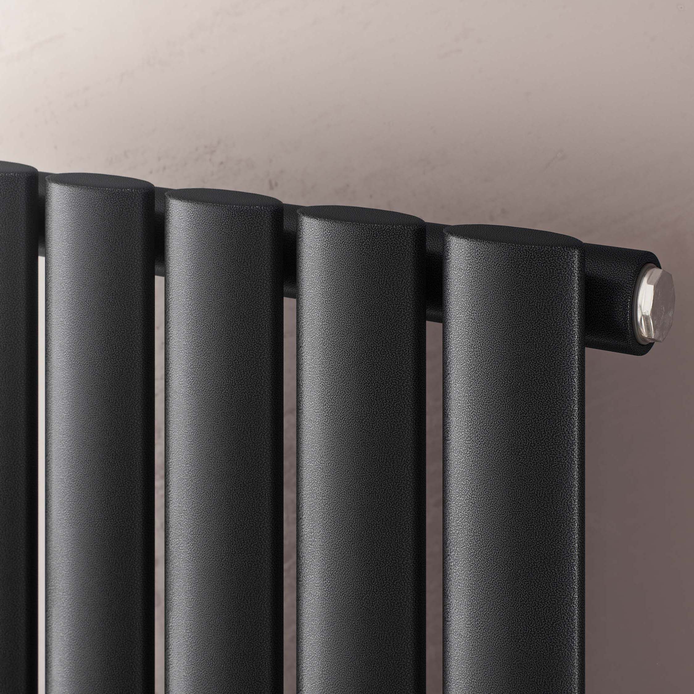 Ximax Champion DES RAD BS 1800X526MM Hydronic Vertical Designer Radiator, Black silver (W)526mm (H)1800mm