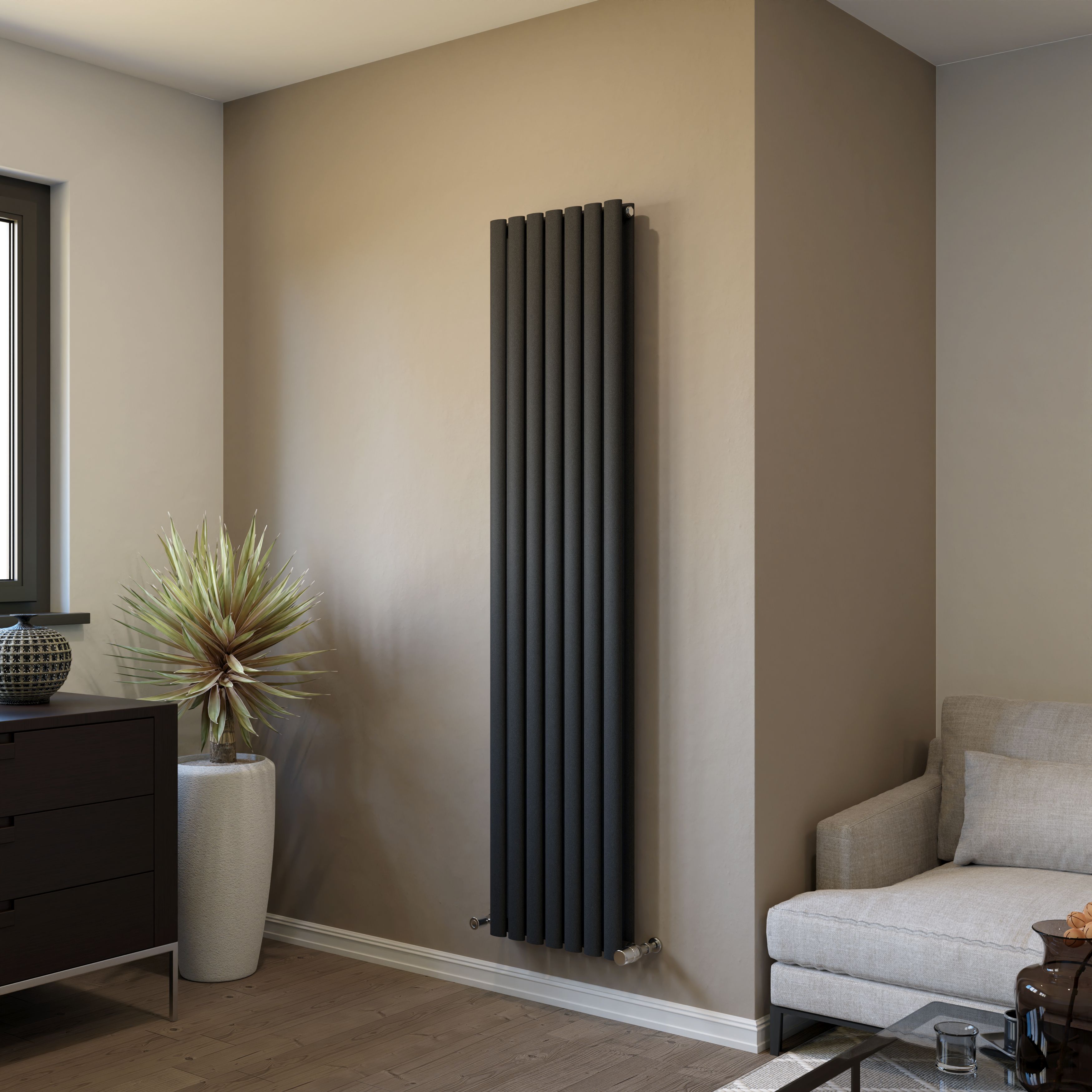 Ximax Champion Duplex Anthracite Vertical Designer Radiator, (W)410mm x (H)1800mm