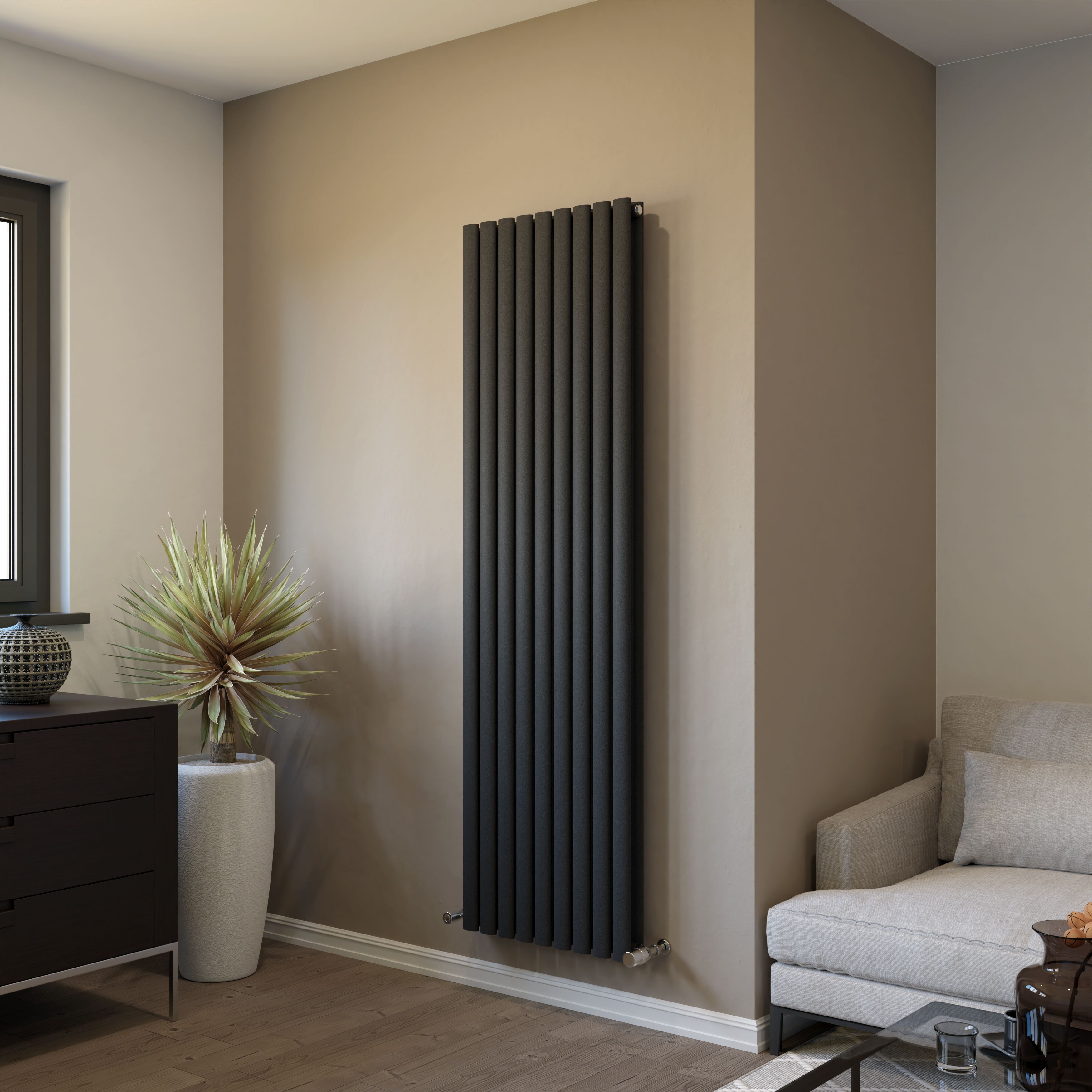 Ximax Champion Duplex Anthracite Vertical Designer Radiator, (W)526mm x