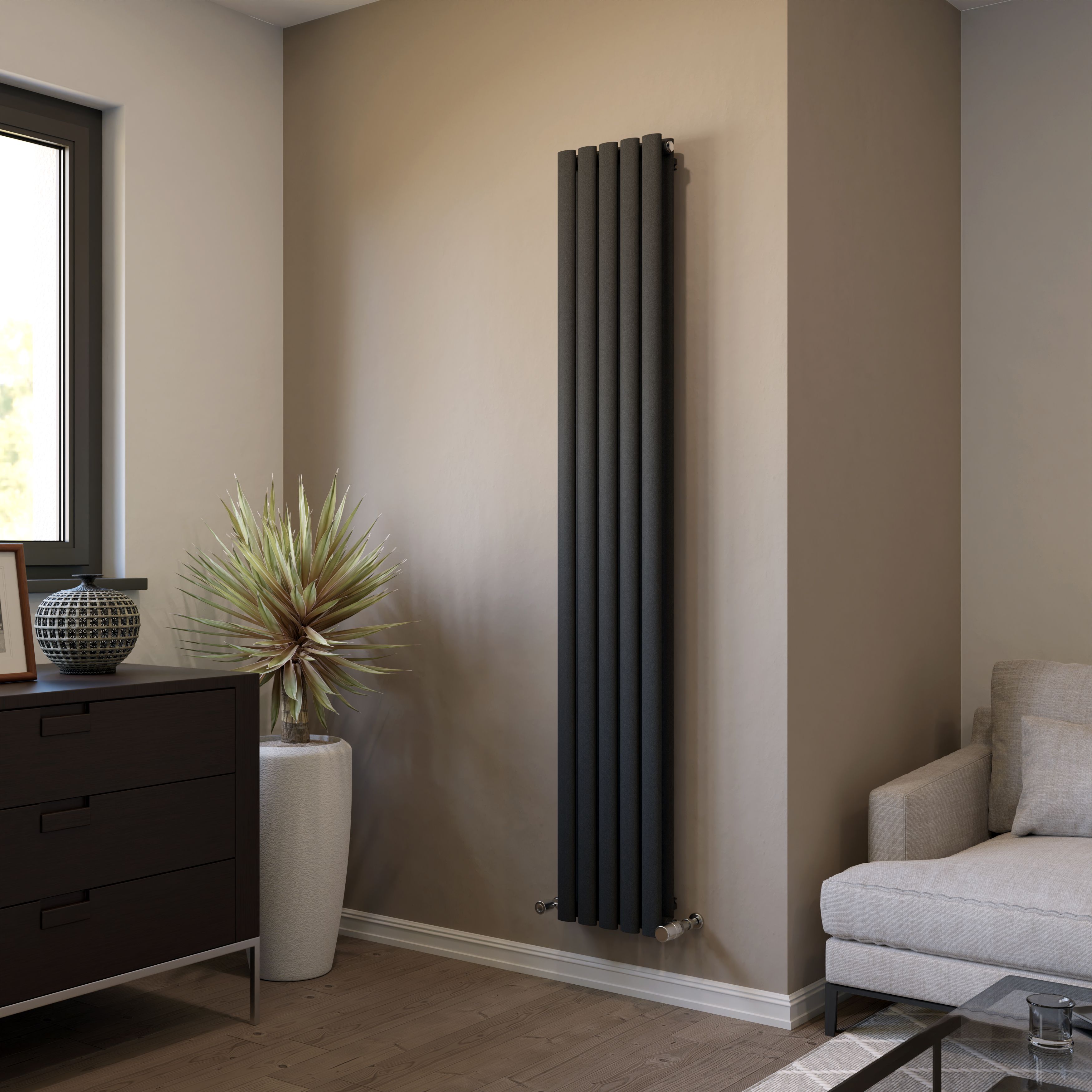 Ximax Champion Duplex CHD18029A Anthracite Vertical Designer 3127BTU Radiator, (W)294mm x (H)1800mm