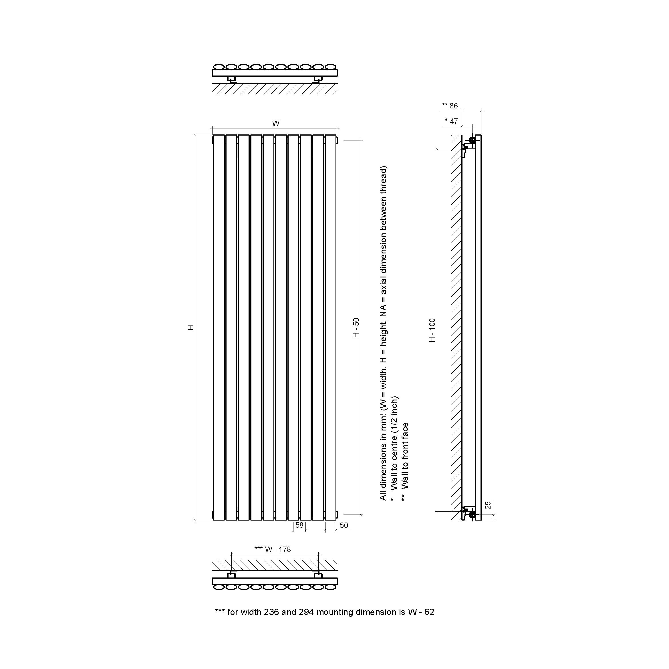 Ximax Champion FOR1500294W White Gas Vertical Designer Radiator, (W)294mm x (H)1500mm