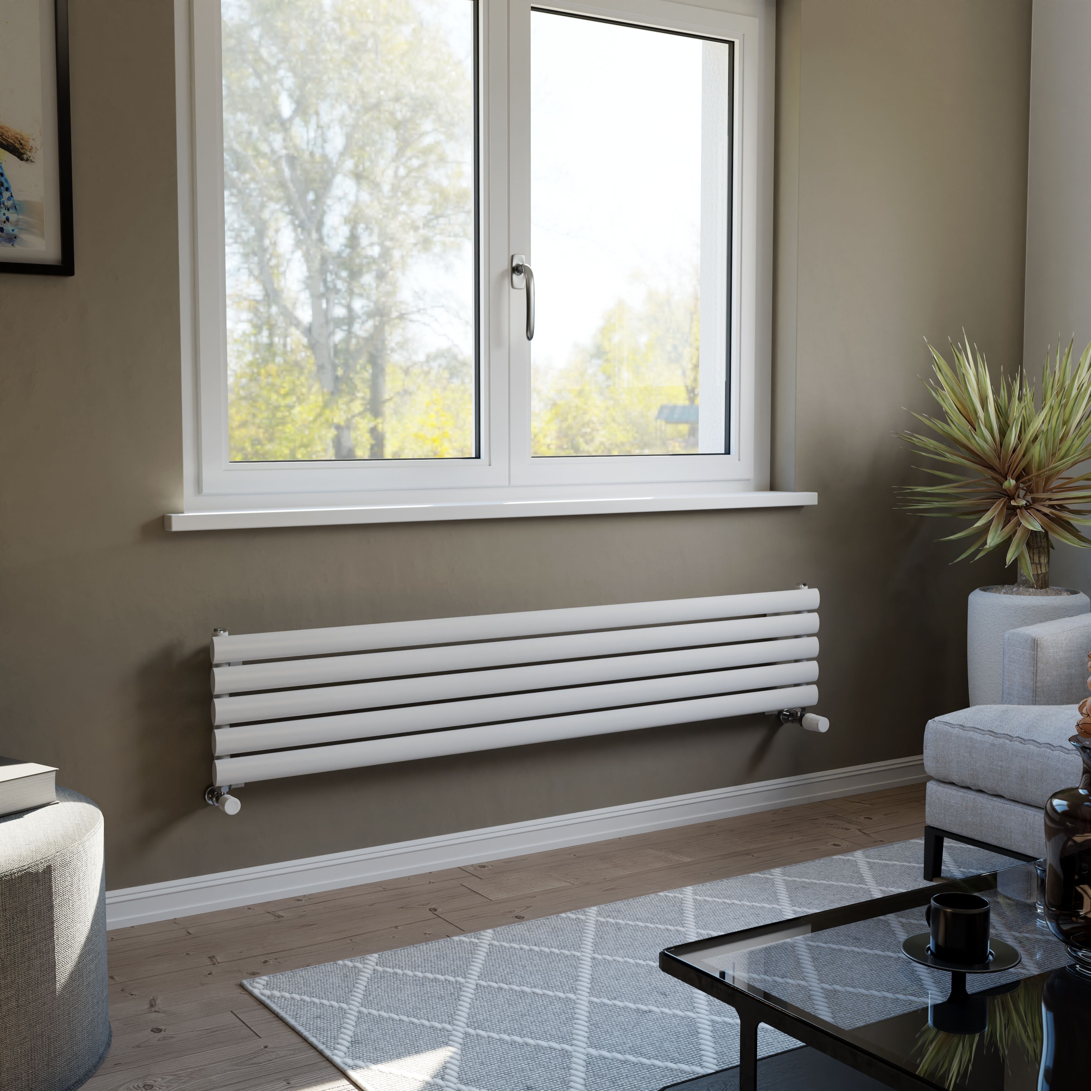 XIMAX CHAMPION FORH1164600W WHITE GAS HORIZONTAL DESIGNER RADIATOR, (W ...