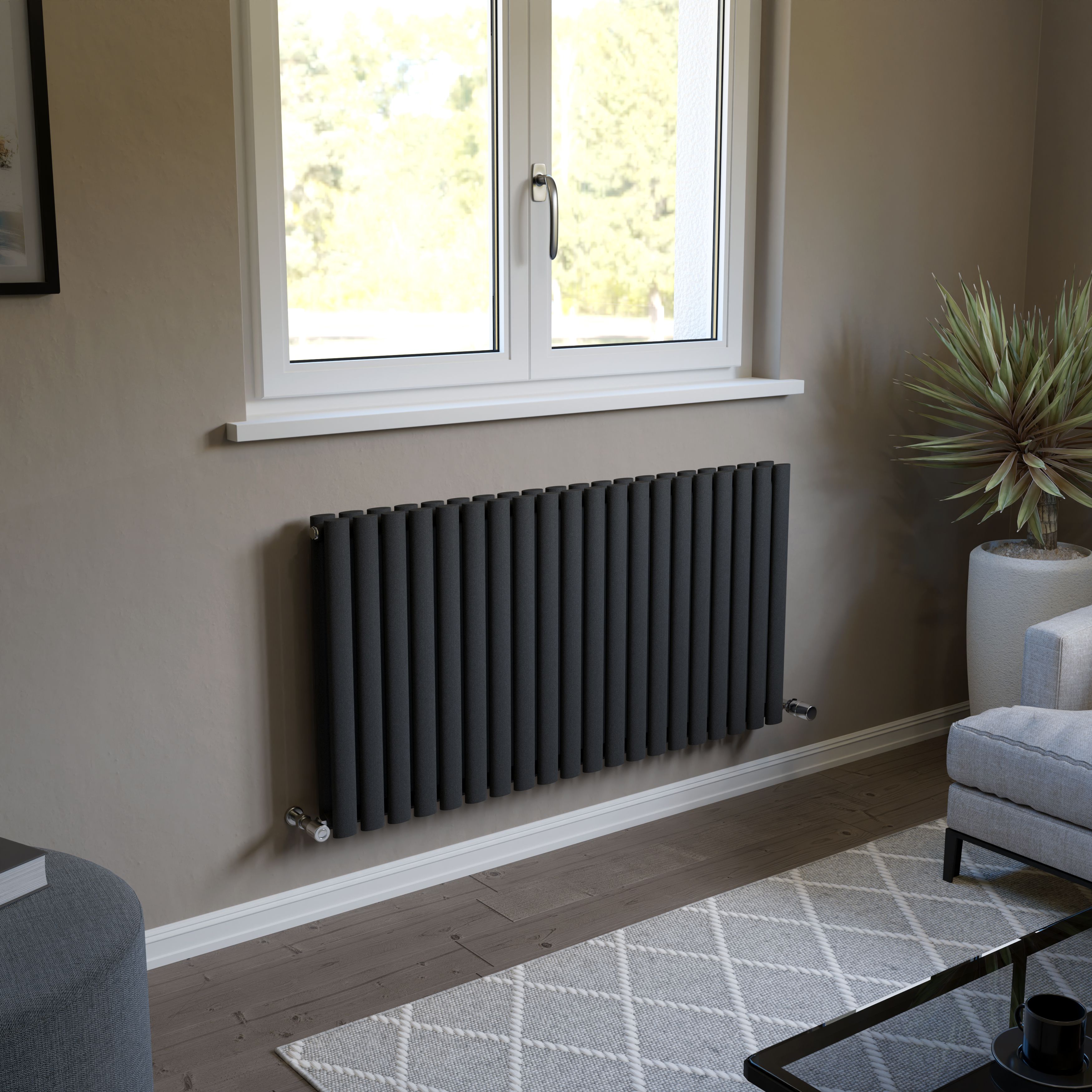 Ximax Fortuna Duplex Anthracite Horizontal Designer Radiator, (W)1180mm x  (H)600mm | DIY at Bu0026Q