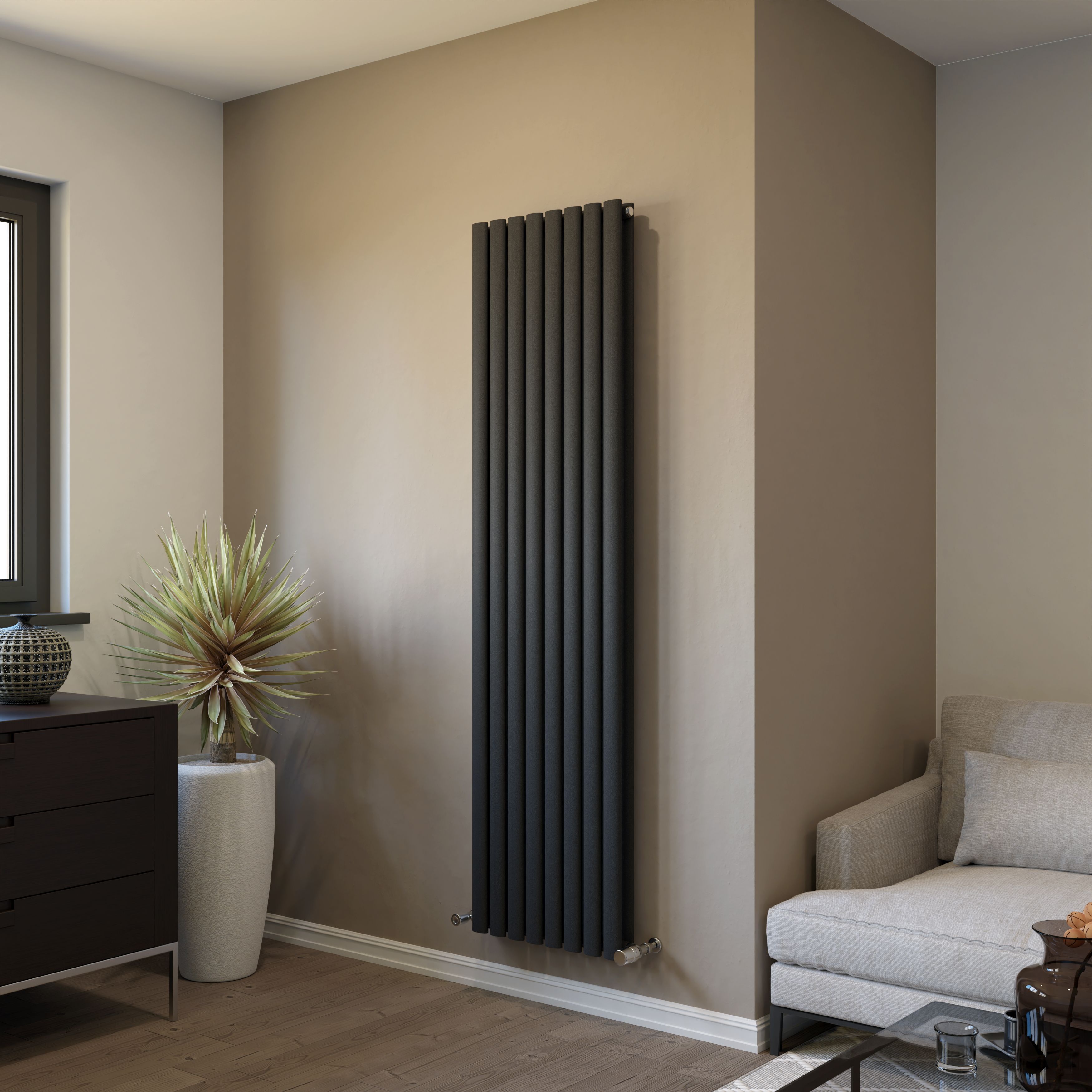 Ximax Fortuna Duplex Anthracite Vertical Designer Radiator, (W)472mm x (H)1800mm