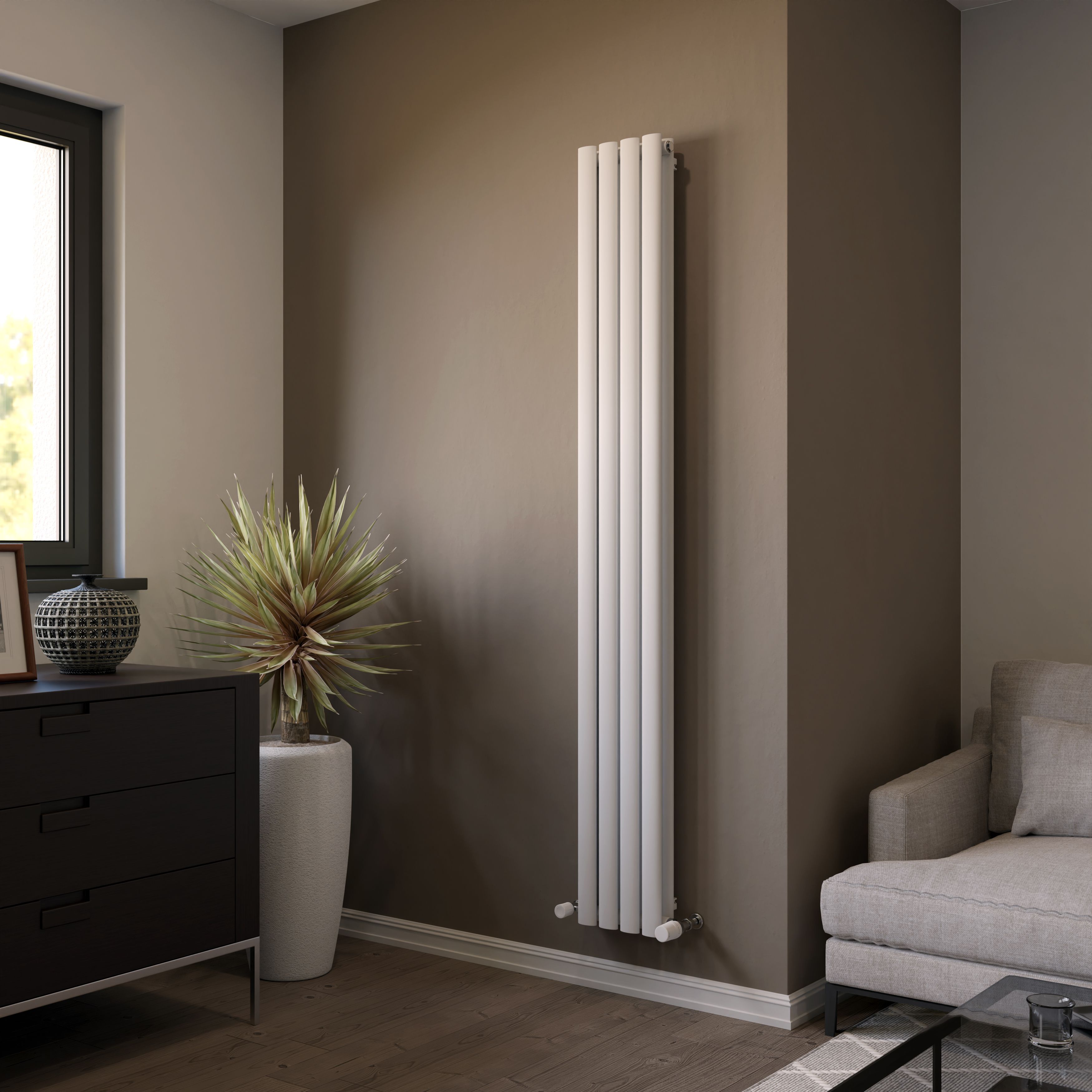 Ximax Fortuna Duplex FORD18023W White Vertical Designer 2500BTU Radiator, (W)236mm x (H)1800mm