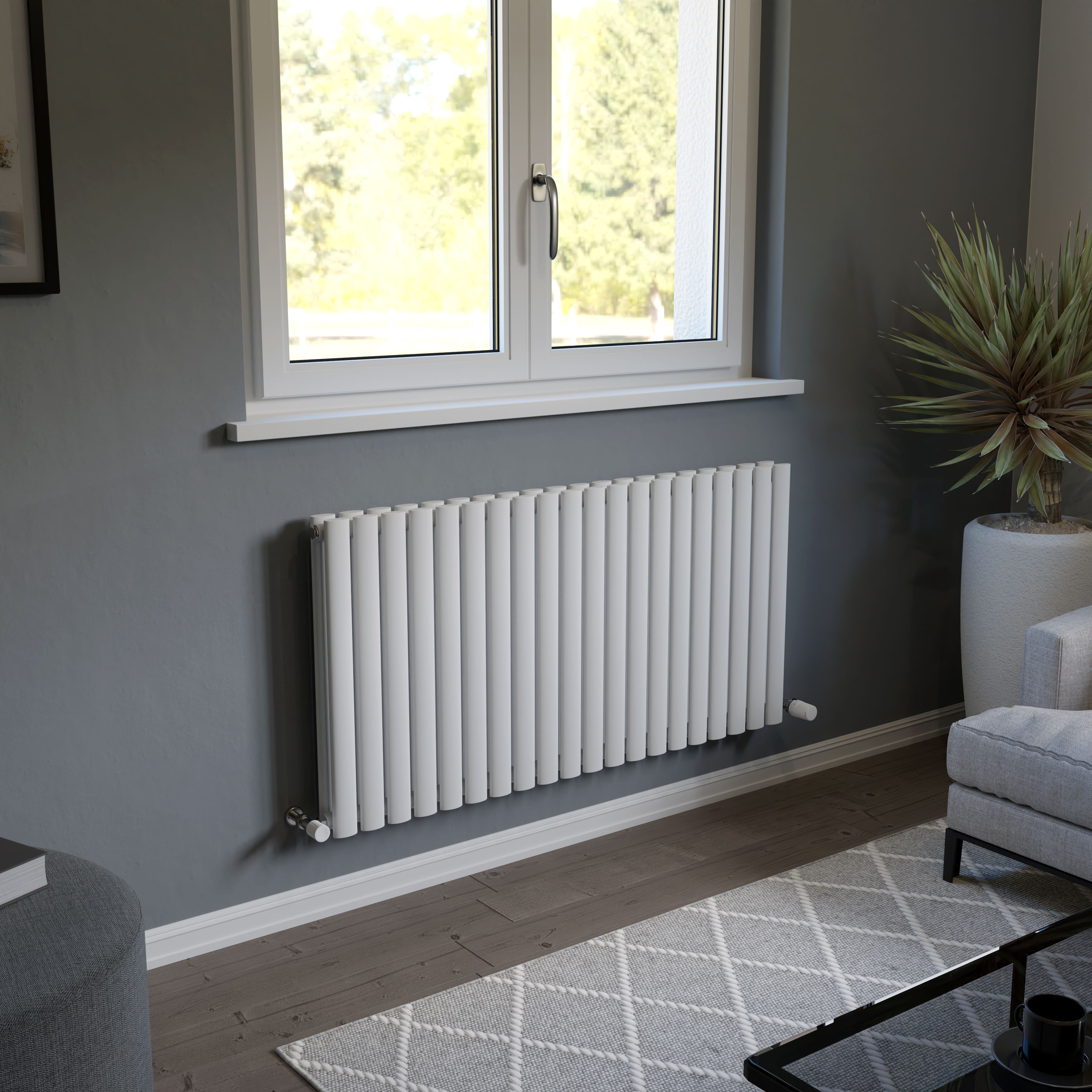 Ximax Fortuna Duplex FORD60118W White Horizontal Designer 5494BTU Radiator, (W)1180mm x (H)600mm