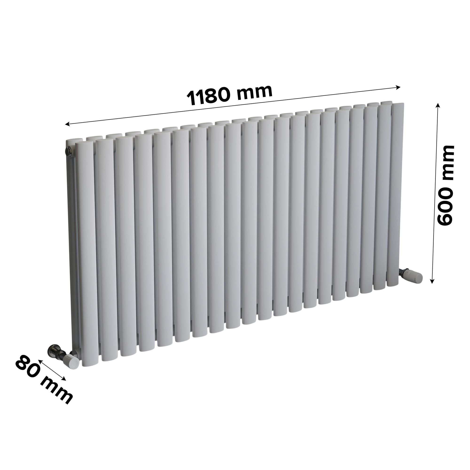 Ximax Fortuna Duplex FORD60118W White Horizontal Designer 5494BTU Radiator, (W)1180mm x (H)600mm