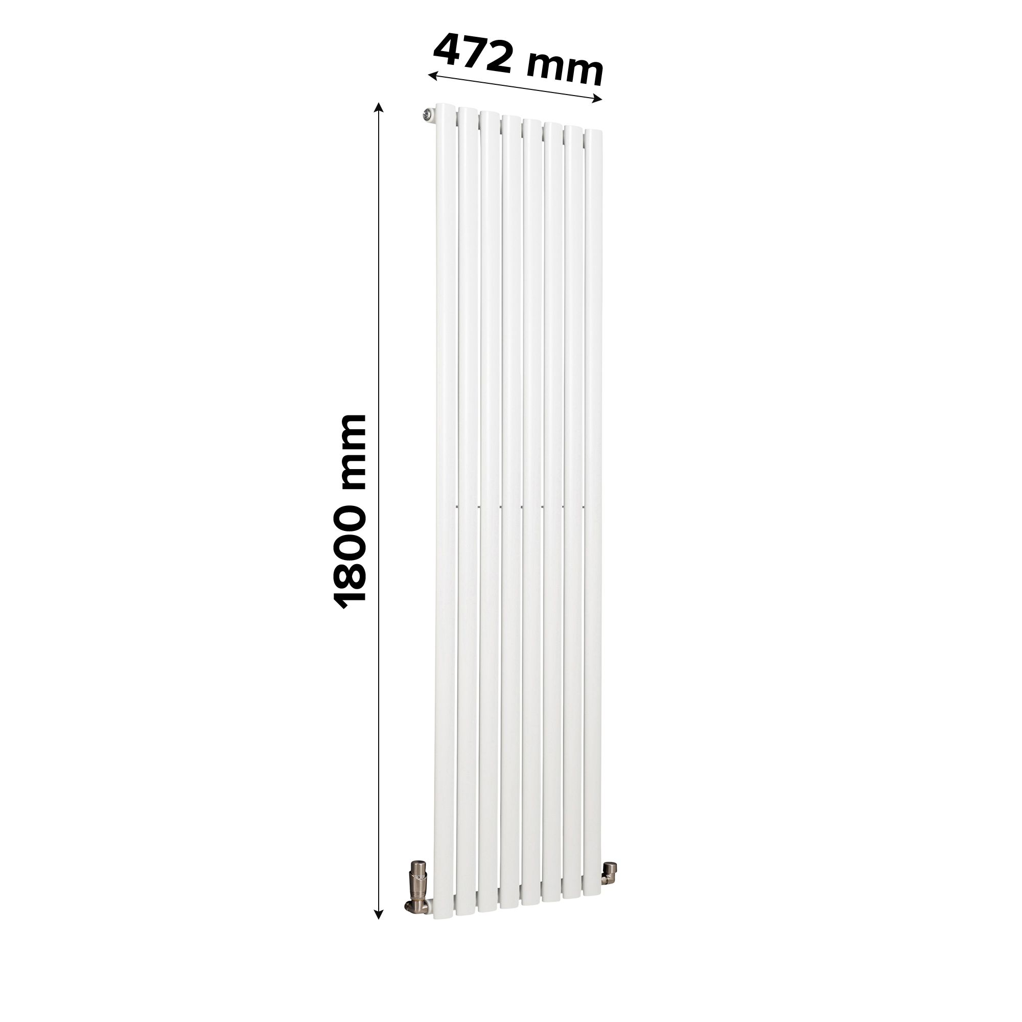 Ximax Fortuna FOR180472A White Vertical 3124BTU Radiator, (W)472mm x (H)1800mm