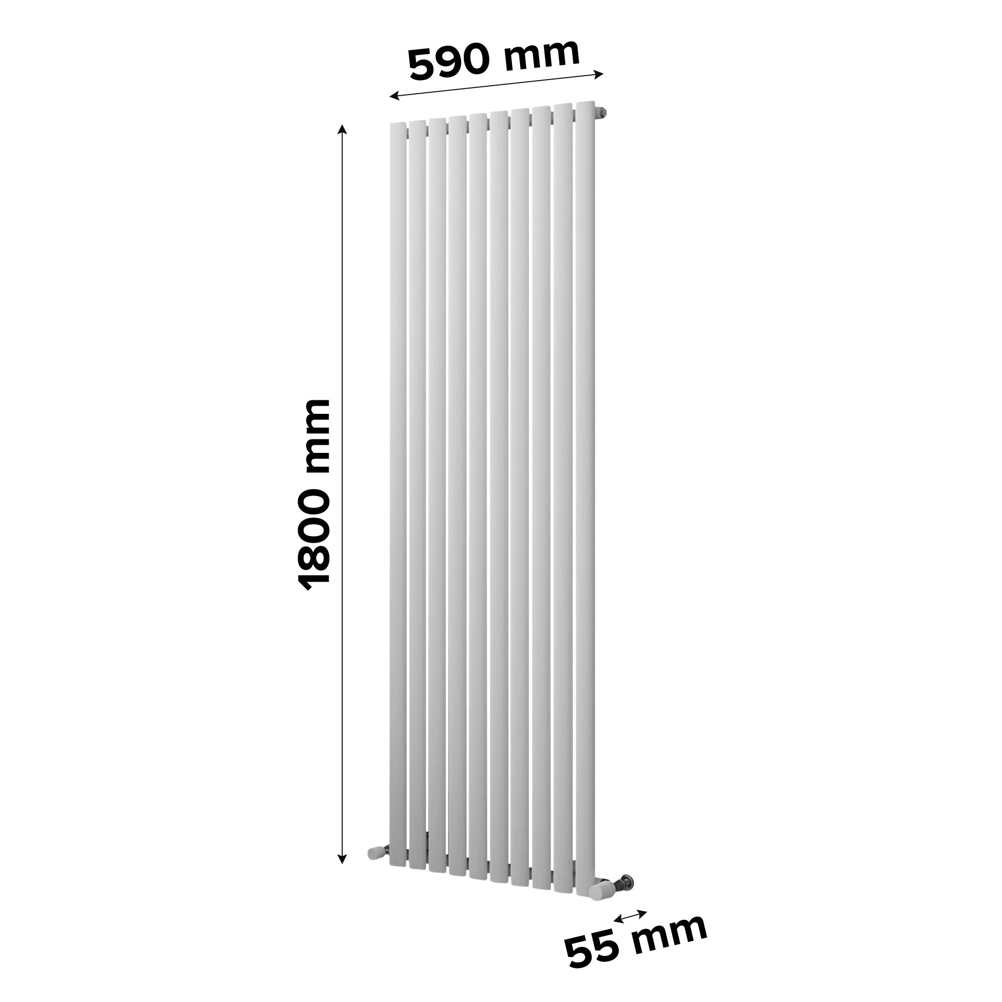 Ximax Fortuna FOR180590W White Vertical Designer 3904BTU Radiator, (W)590mm x (H)1800mm