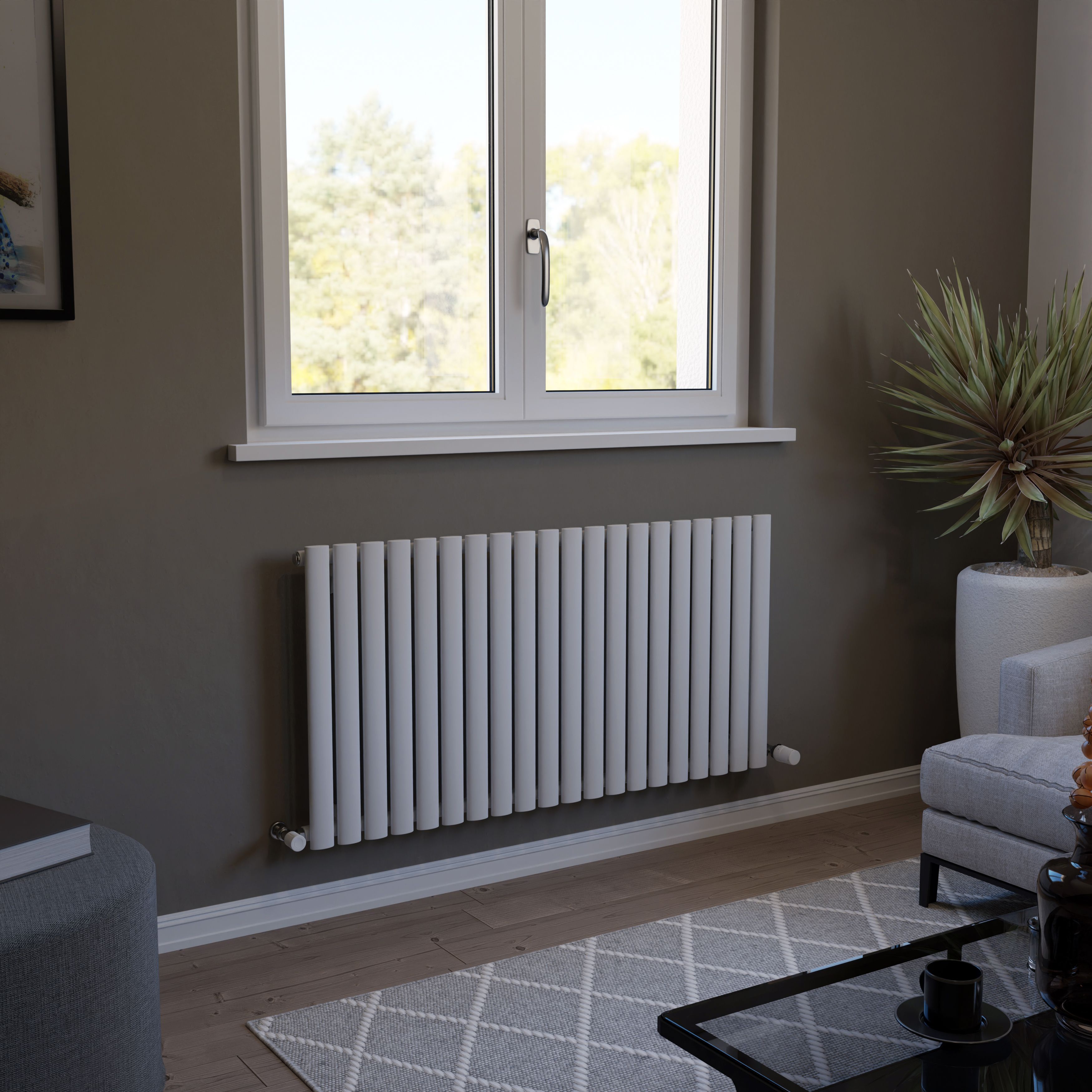 Ximax Fortuna FOR600118W White Horizontal Designer 2701BTU Radiator, (W)1180mm x (H)600mm