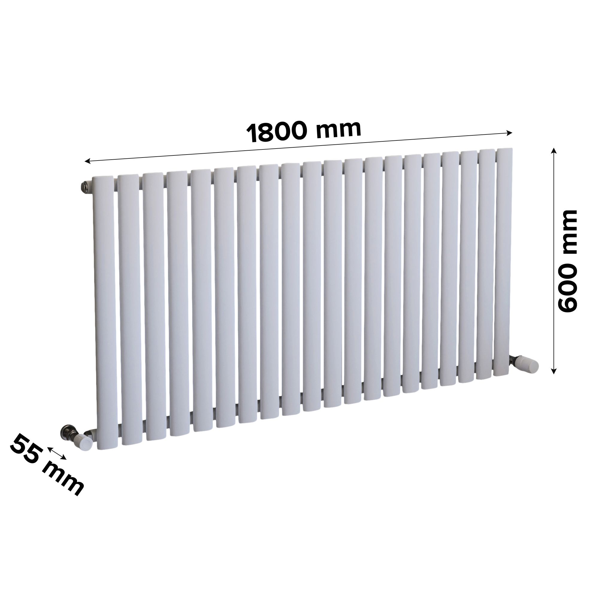 Ximax Fortuna FOR600118W White Horizontal Designer 2701BTU Radiator, (W)1180mm x (H)600mm