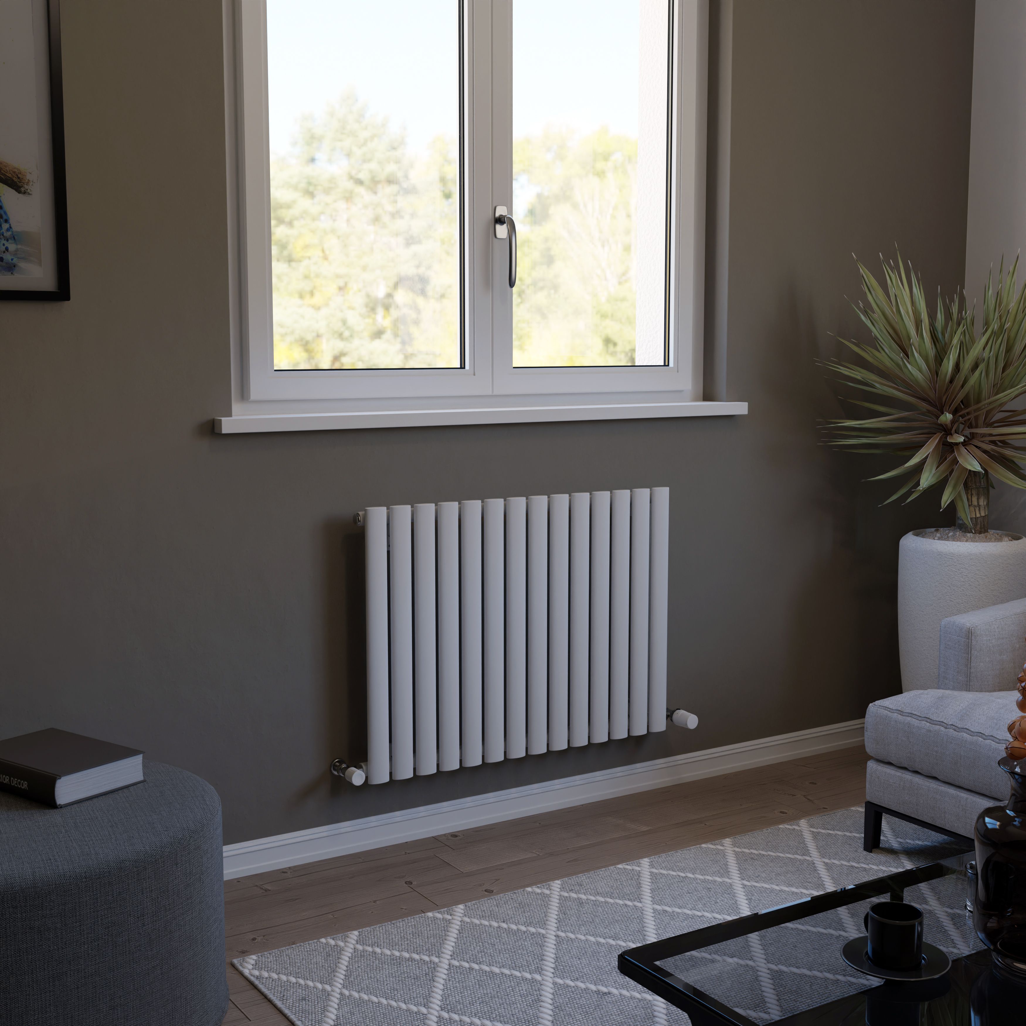 Ximax Fortuna FOR600826W White Horizontal Designer 1893BTU Radiator, (W)826mm x (H)600mm