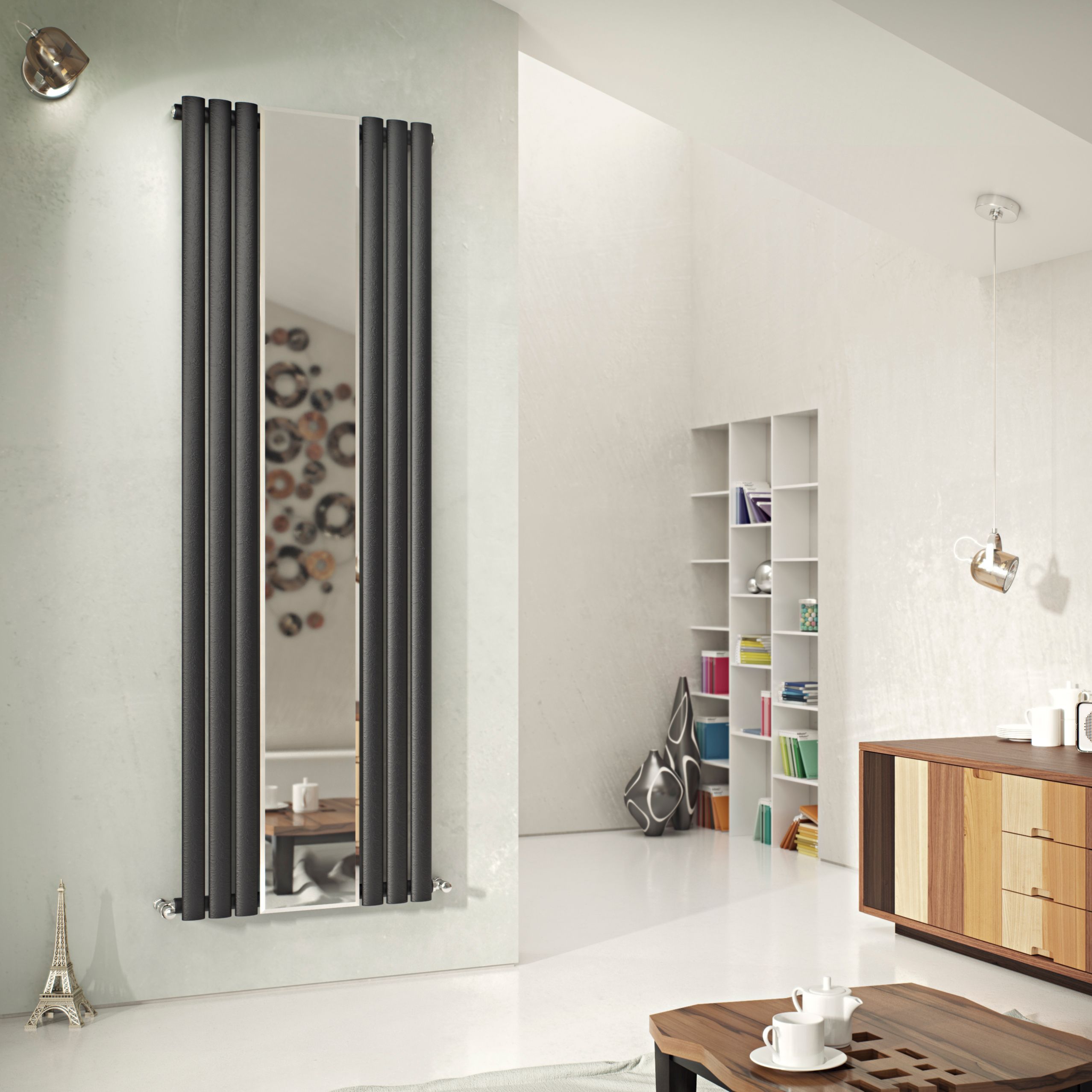Ximax Fortuna Mirror FORM1859A Anthracite Vertical Designer 2387BTU Radiator, (W)590mm x (H)1800mm