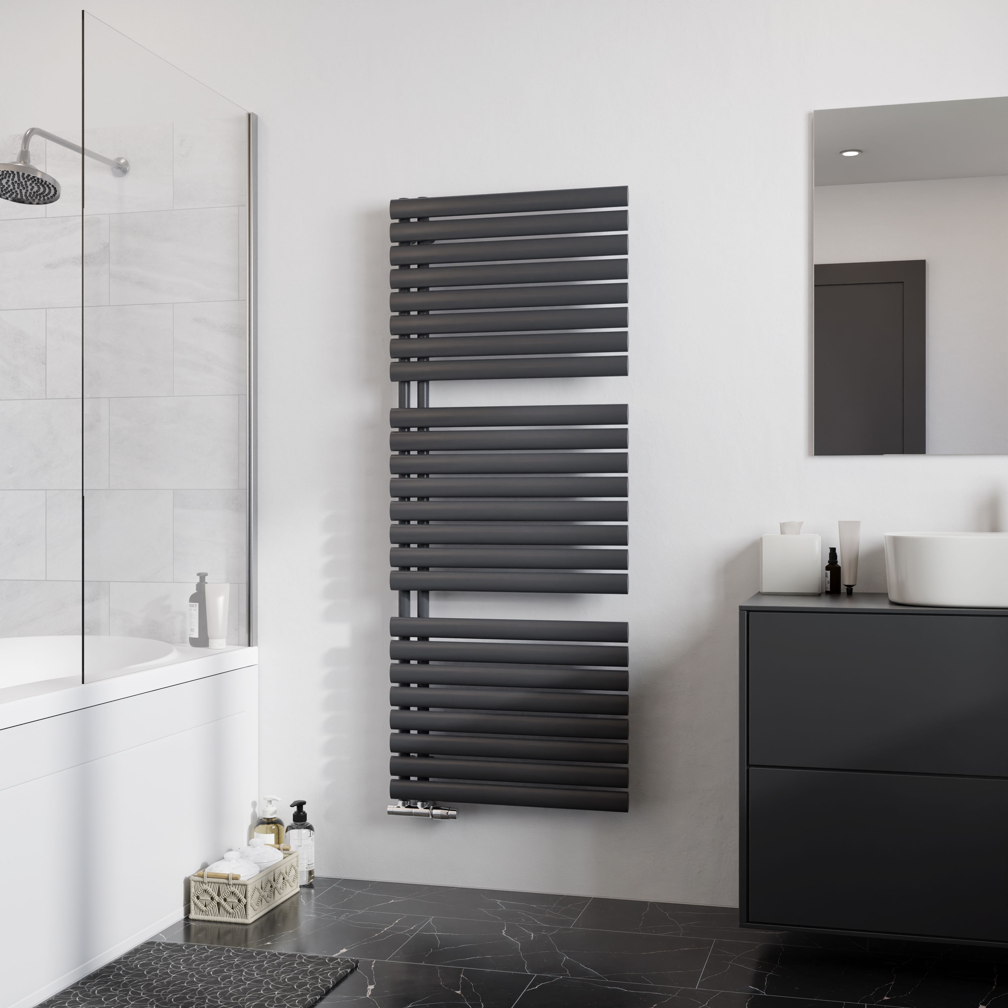 Ximax Fortuna Open FORO1164600A Anthracite Gas Vertical Designer Radiator, (W)600mm x (H)1512mm