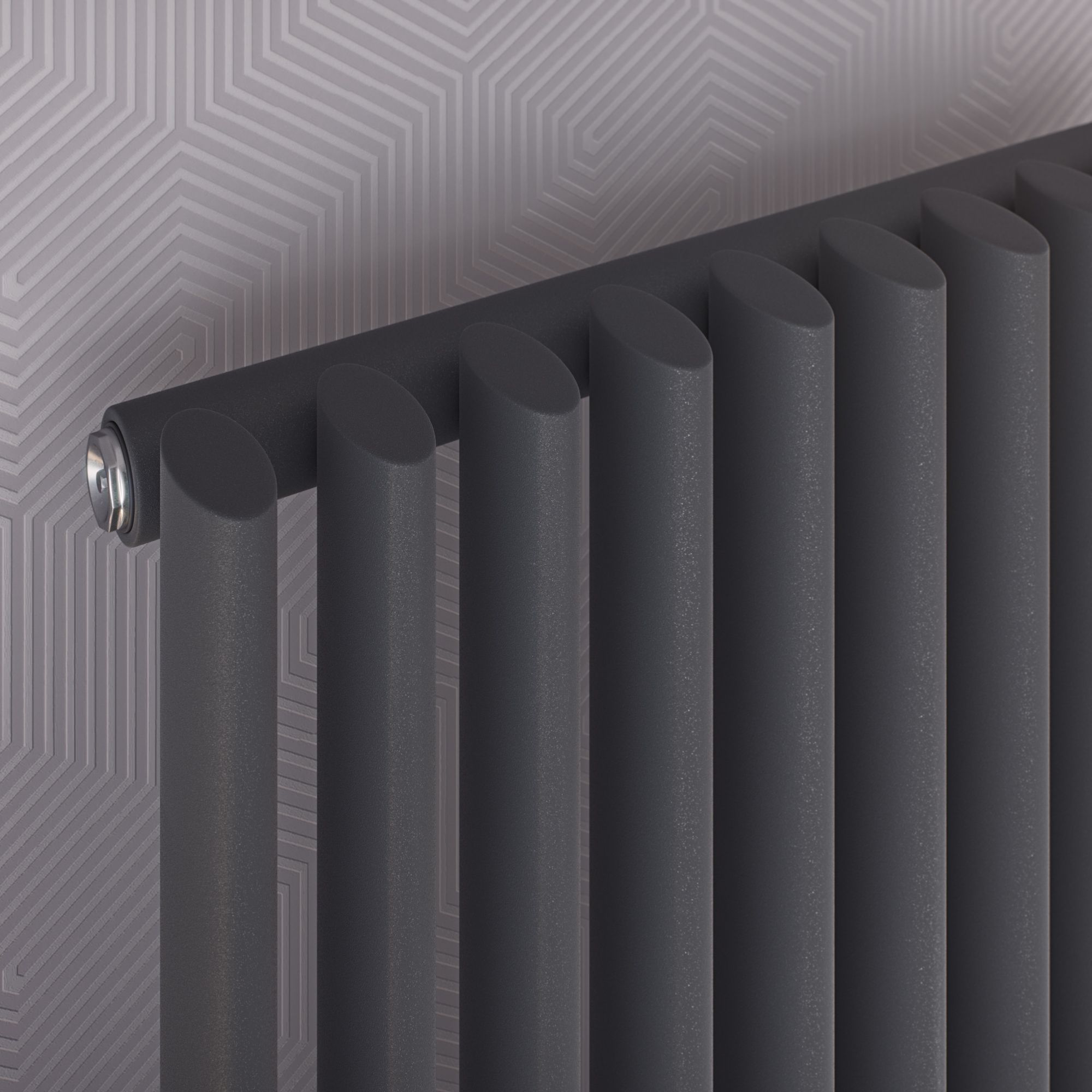 Ximax Fortuna twist Anthracite Vertical Designer Radiator, (W)295mm x (H)1800mm
