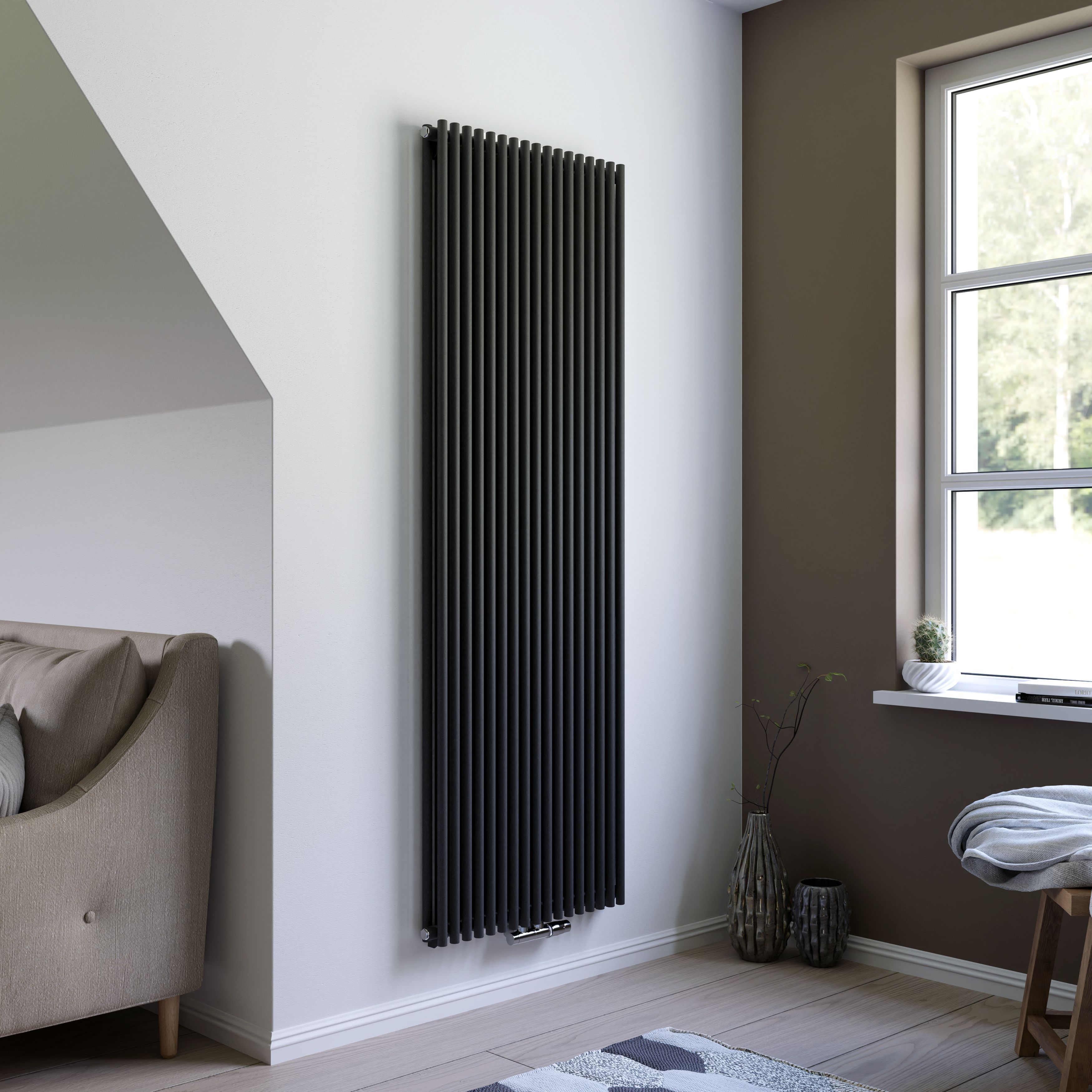 Ximax Gamba Duplex GAD1800295A Anthracite Gas Vertical Designer Radiator, (W)610mm x (H)1800mm