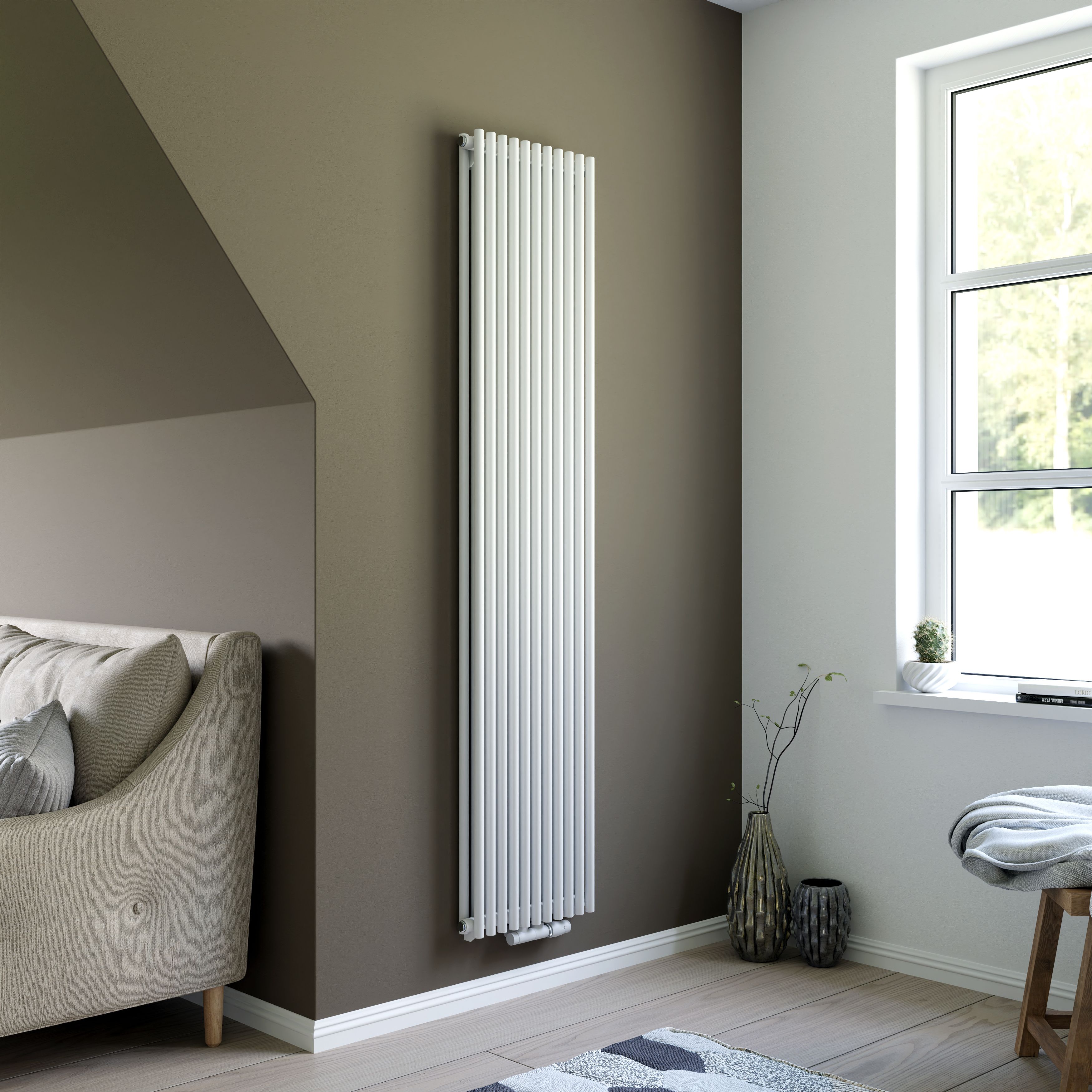 Ximax Gamba Duplex GAD1800295W White Gas Vertical Designer Radiator, (W)400mm x (H)1800mm Price Comparisons | Compare The Build