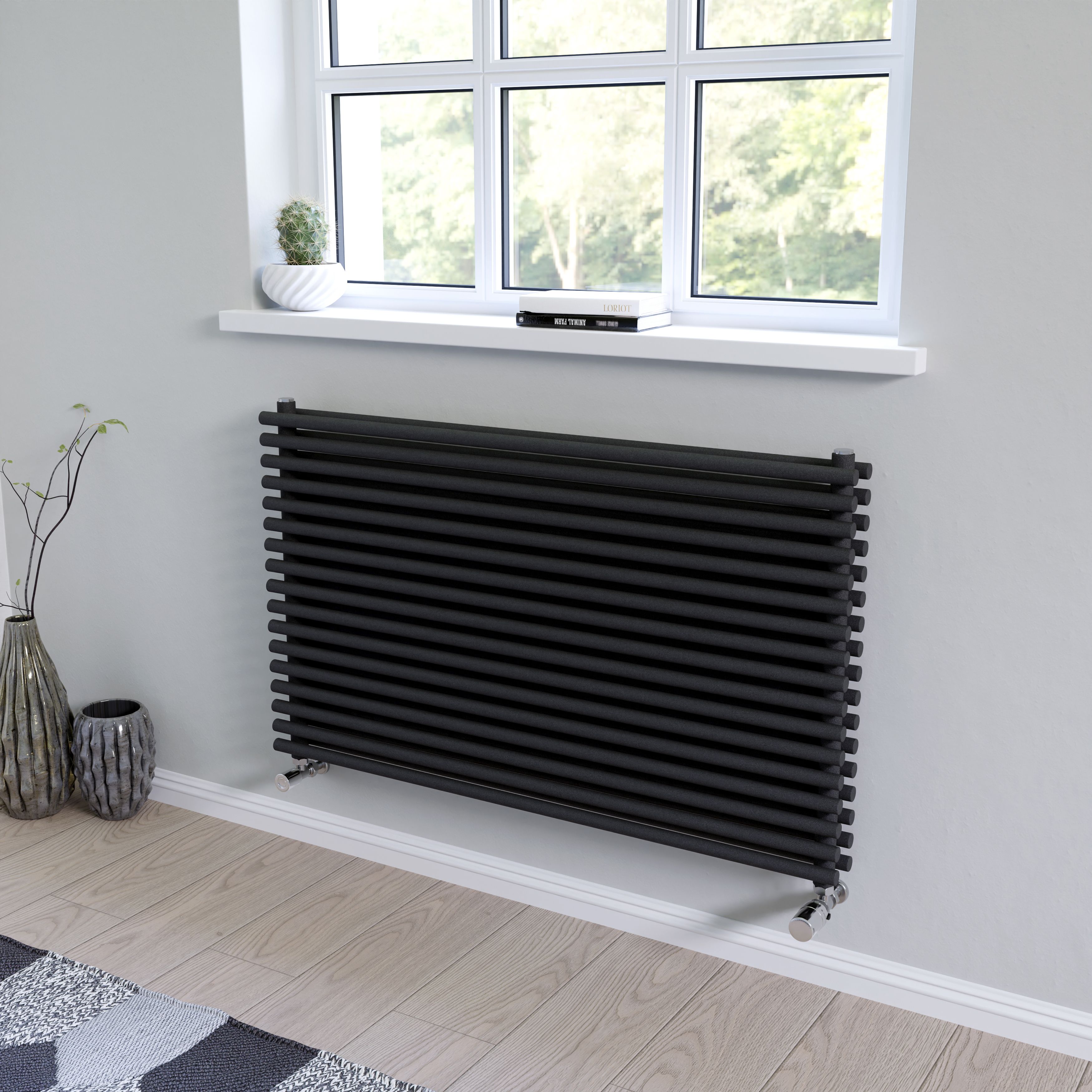 Ximax Gamba Duplex GADH6101000A Anthracite Gas Horizontal Designer Radiator, (W)1000mm x (H)610mm