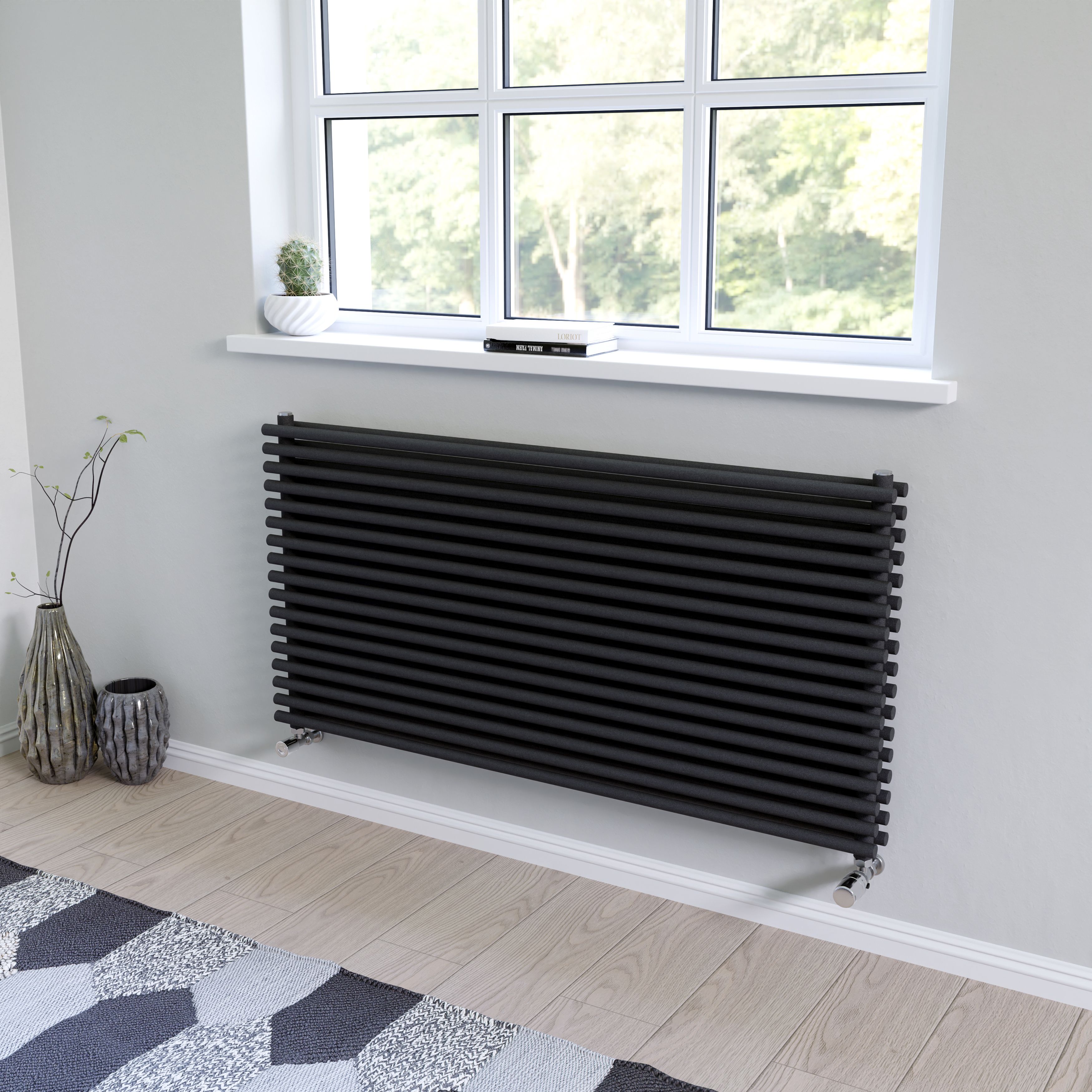Ximax Gamba Duplex GADH6101000A Anthracite Gas Horizontal Designer Radiator, (W)1200mm x (H)610mm