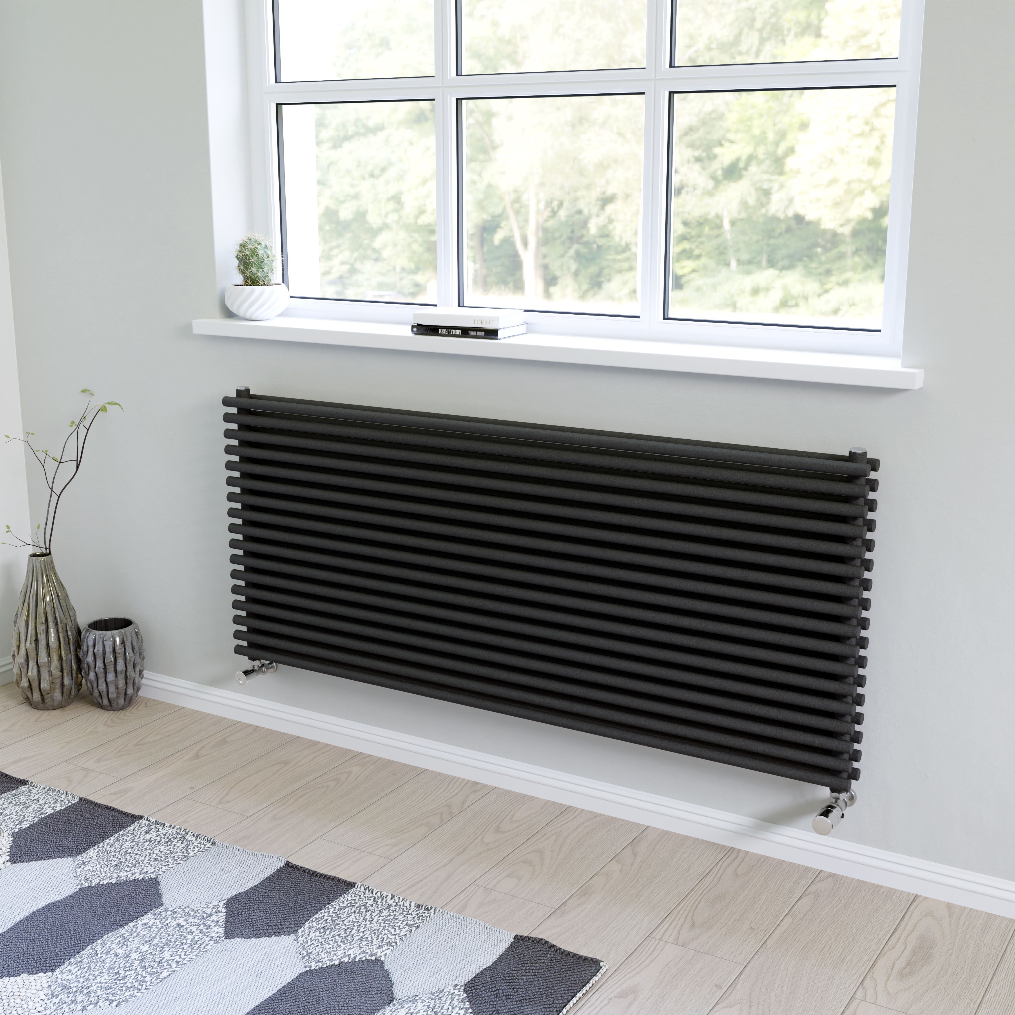 Ximax Gamba Duplex GADH6101000A Anthracite Gas Horizontal Designer Radiator, (W)1400mm x (H)610mm