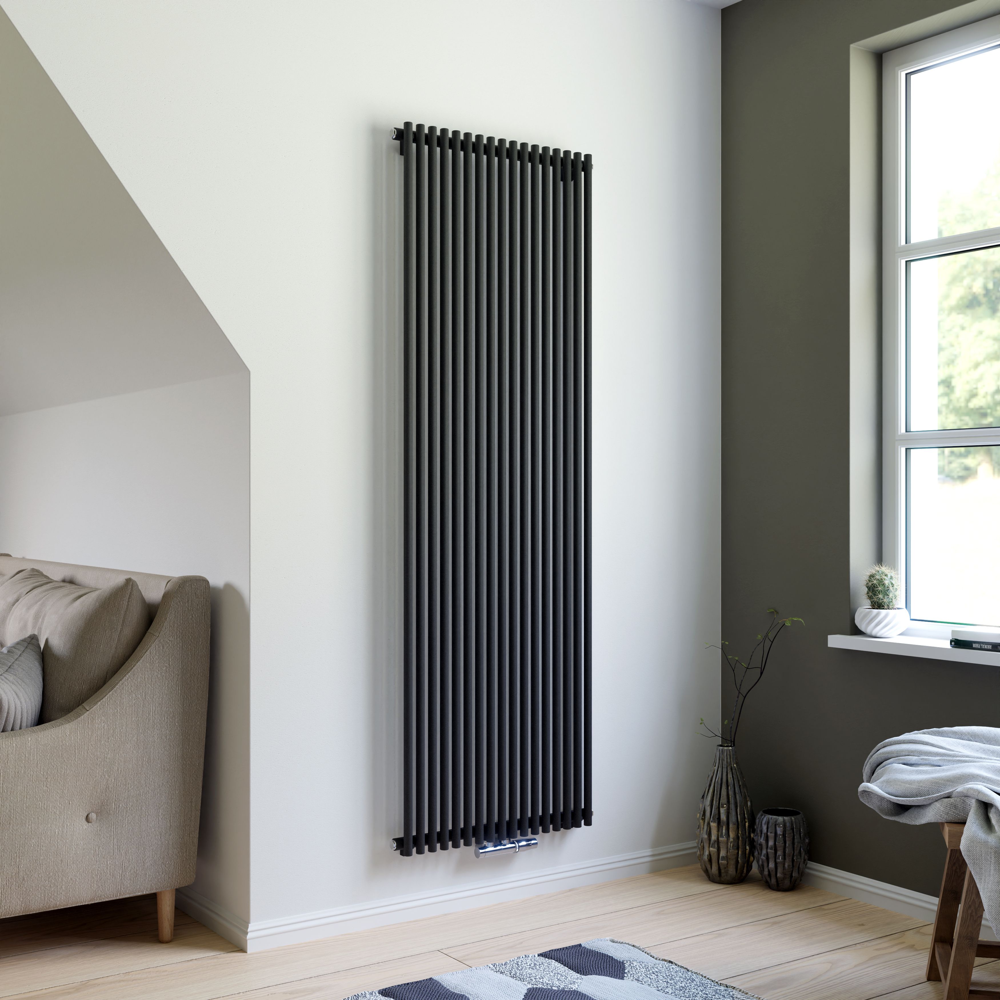 Ximax Gamba GA1800400A Anthracite Gas Vertical Designer Radiator, (W ...