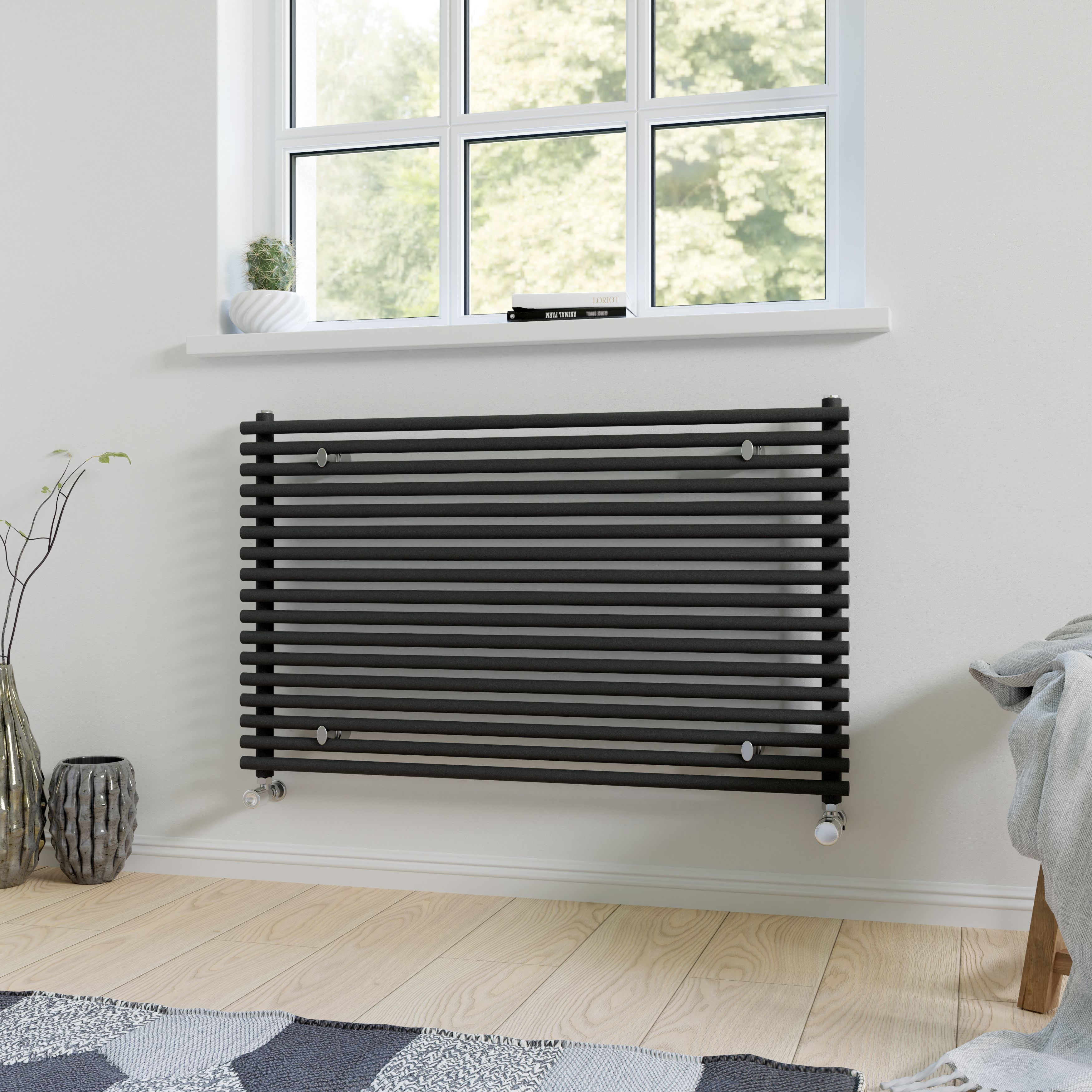 Ximax Gamba GAH6101000A Anthracite Gas Horizontal Designer Radiator, (W)1000mm x (H)610mm