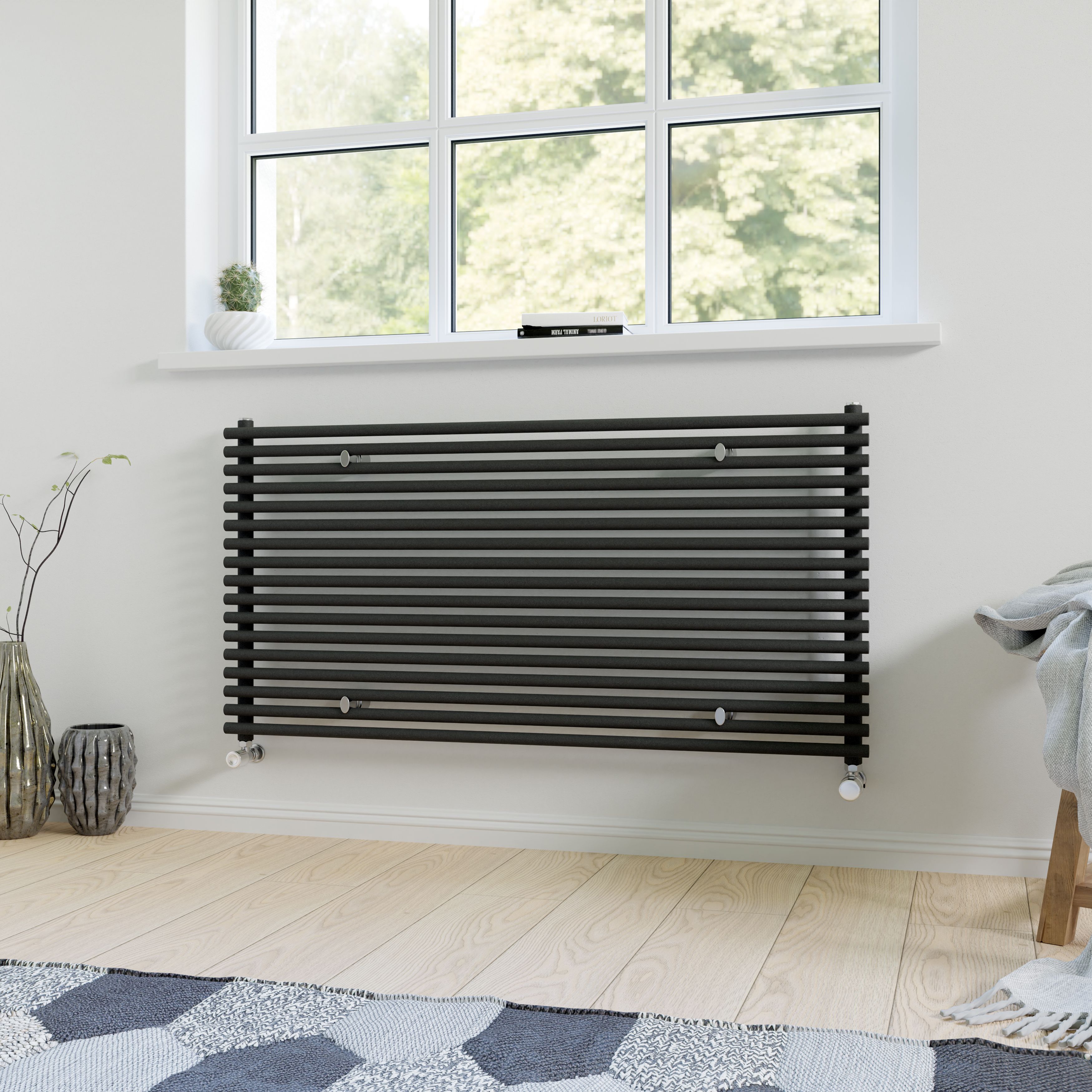 Ximax Gamba GAH6101000A Anthracite Gas Horizontal Designer Radiator, (W)1200mm x (H)610mm