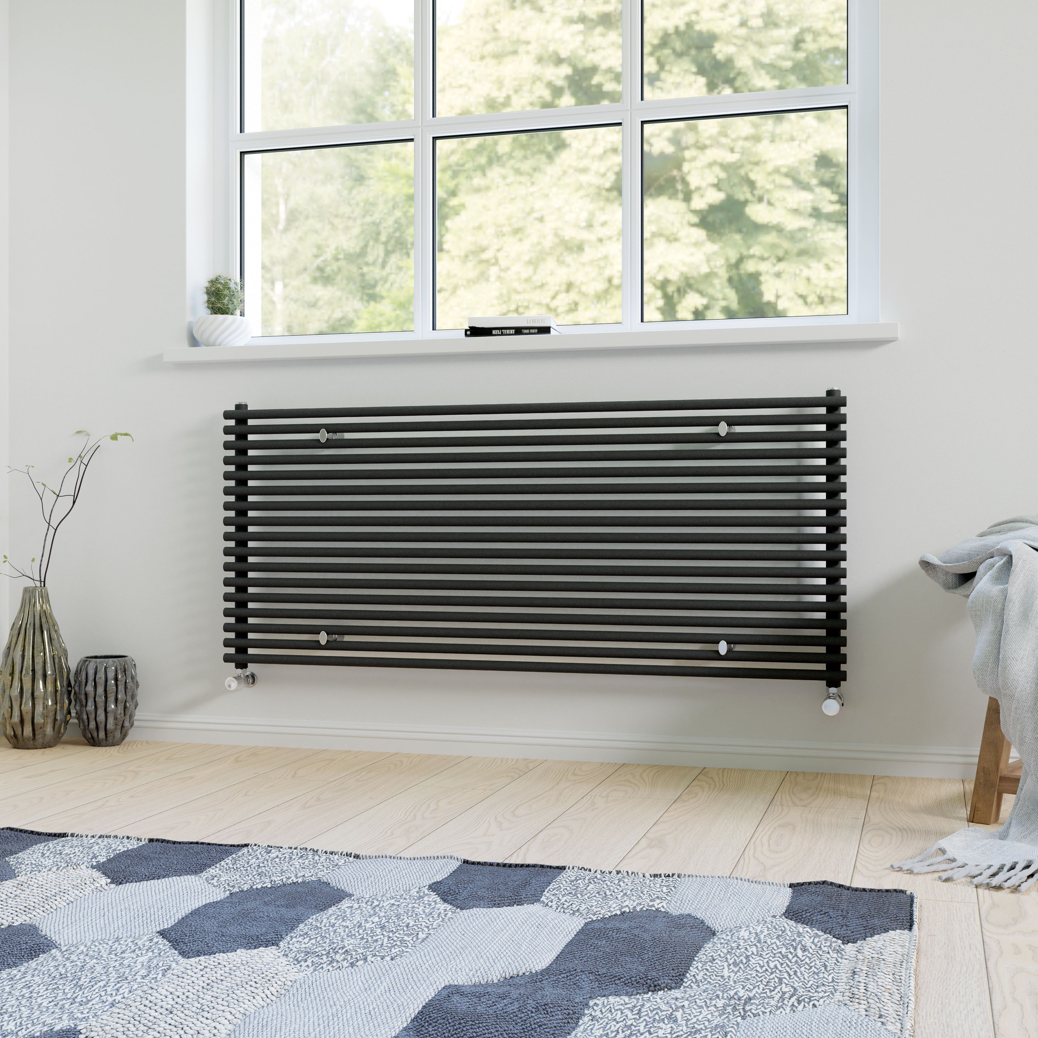 Ximax Gamba GAH6101000A Anthracite Gas Horizontal Designer Radiator, (W)1400mm x (H)610mm