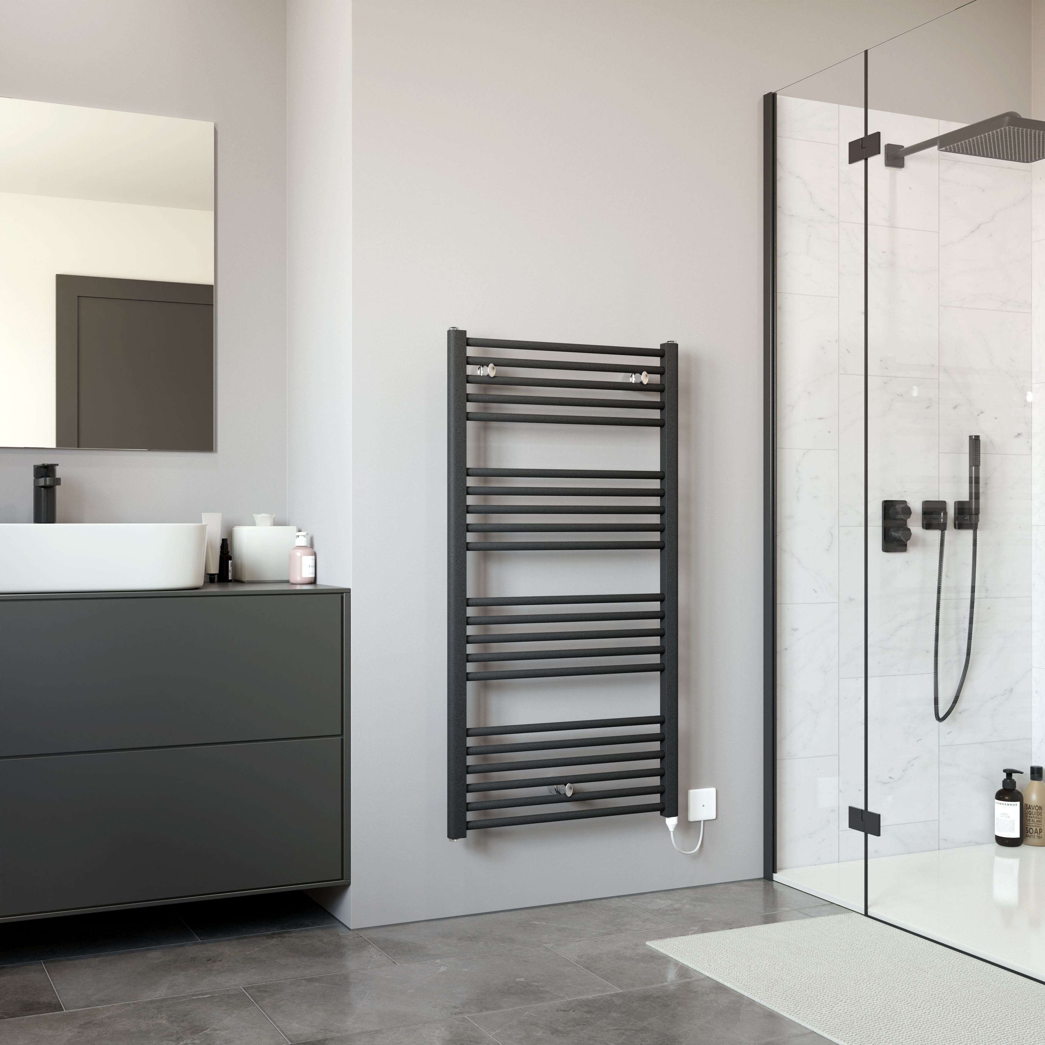 Ximax Joker JOKE1140600A Anthracite Electric & gas Vertical Electric designer 2048BTU Radiator, (W)600mm x (H)1140mm
