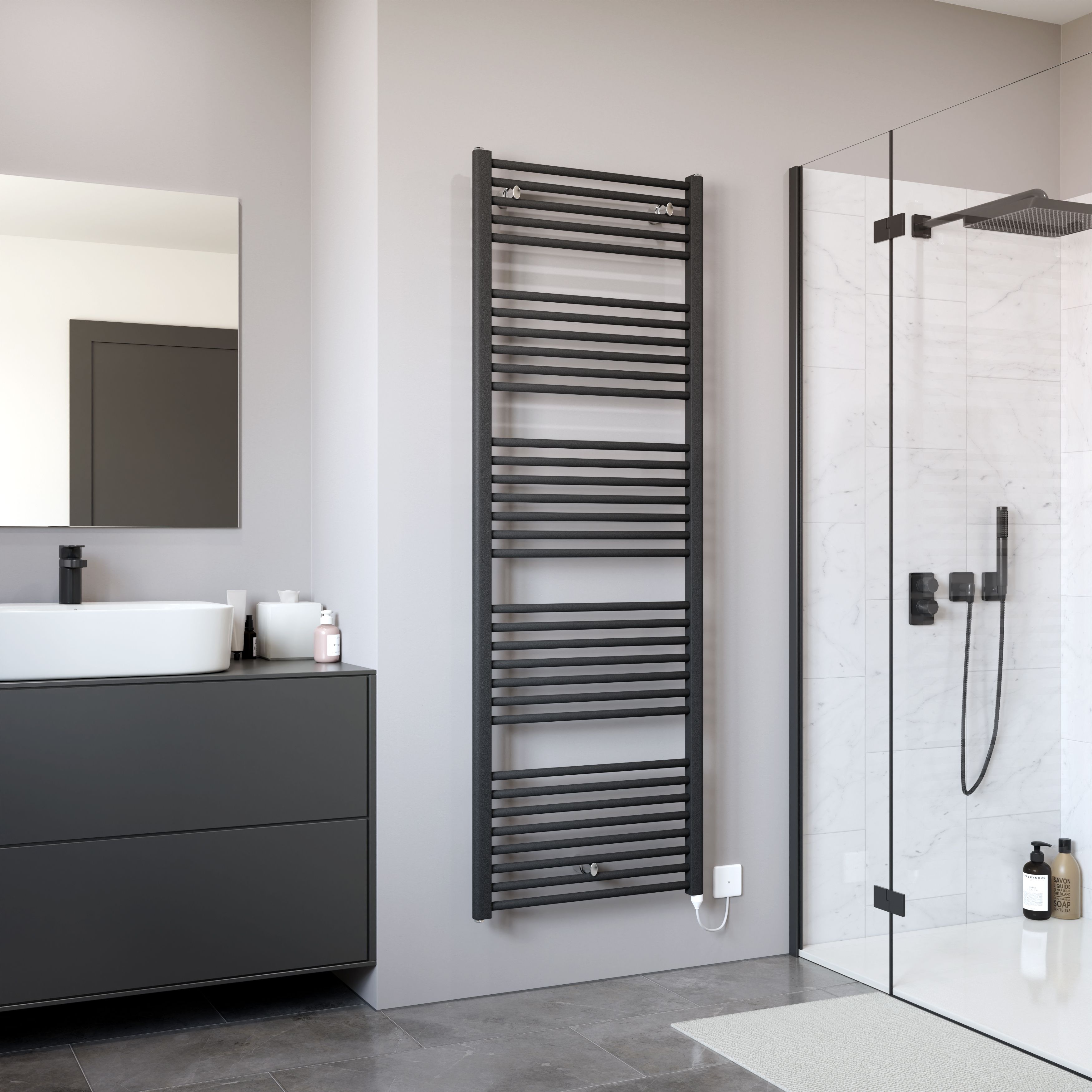 Ximax Joker JOKE1140600A Anthracite Electric & gas Vertical Electric designer 3072BTU Radiator, (W)600mm x (H)1728mm