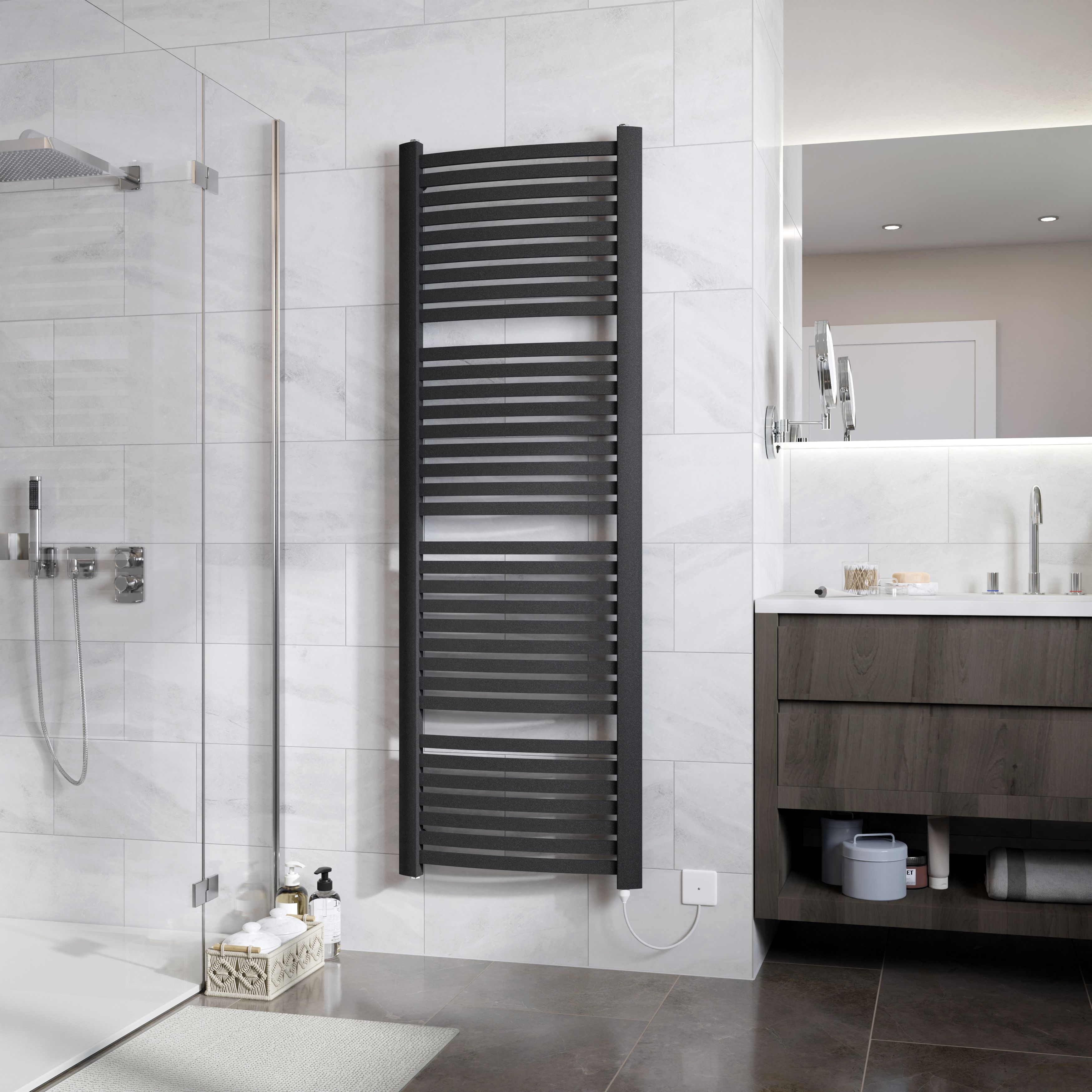 Ximax K4 K41215580A Anthracite Electric & gas Vertical Designer 3072BTU Radiator, (W)580mm x (H)1710mm