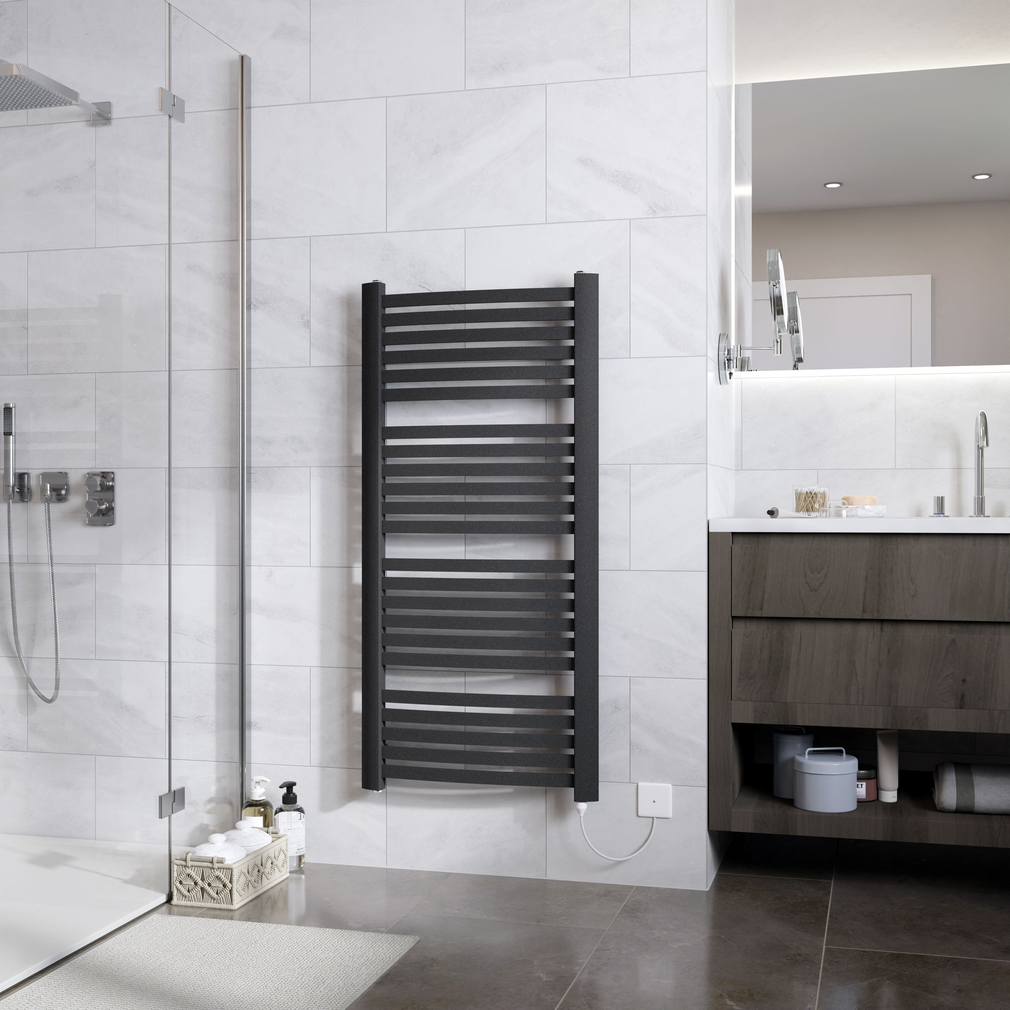 Ximax K4 K41215580A Anthracite Electric & gas Vertical Electric designer 2048BTU Radiator, (W)580mm x (H)1215mm