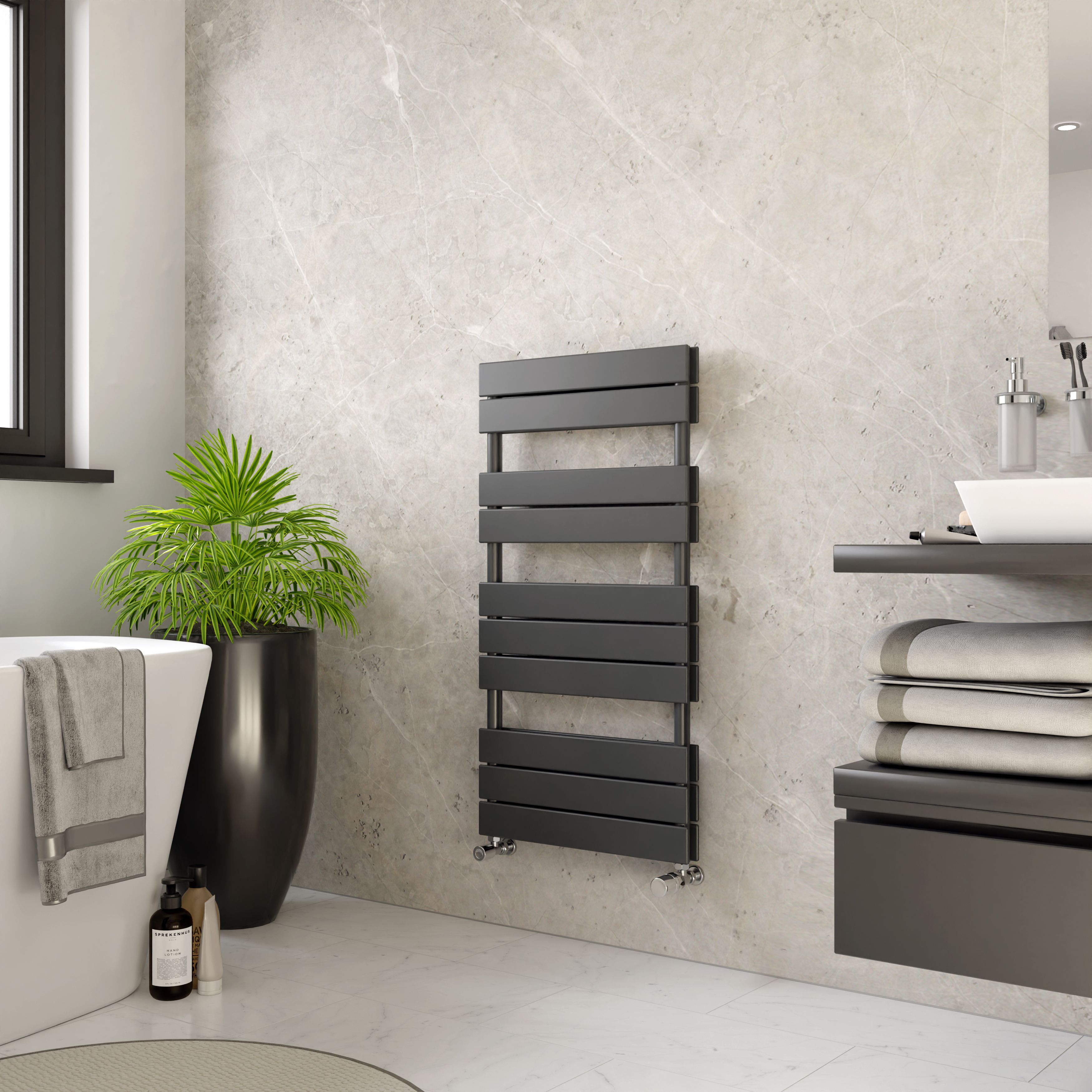 Ximax P2 Duplex Anthracite Vertical Towel radiator (W)500mm x (H)970mm