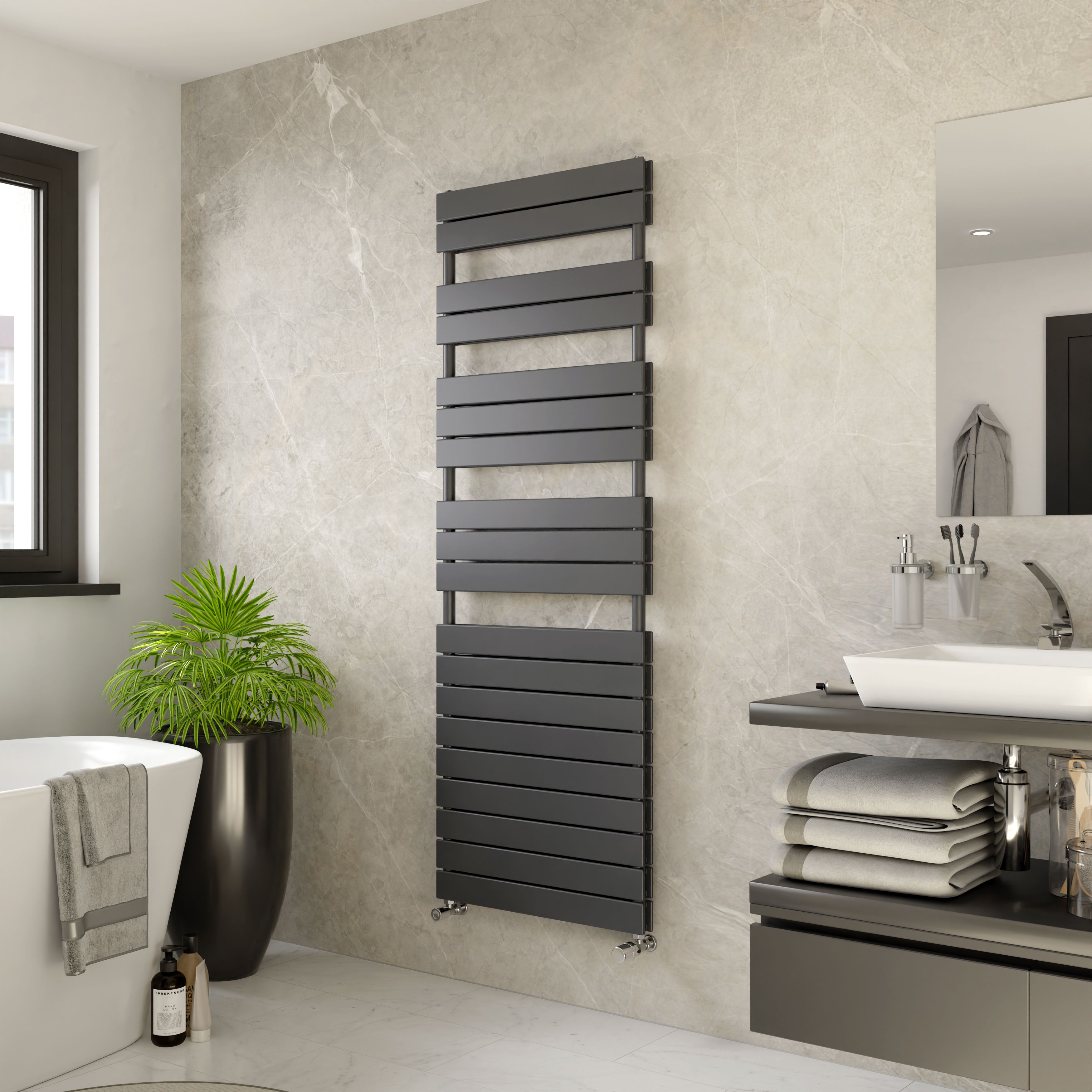 Ximax P2 Duplex Anthracite Vertical Towel radiator (W)600mm x (H)1720mm