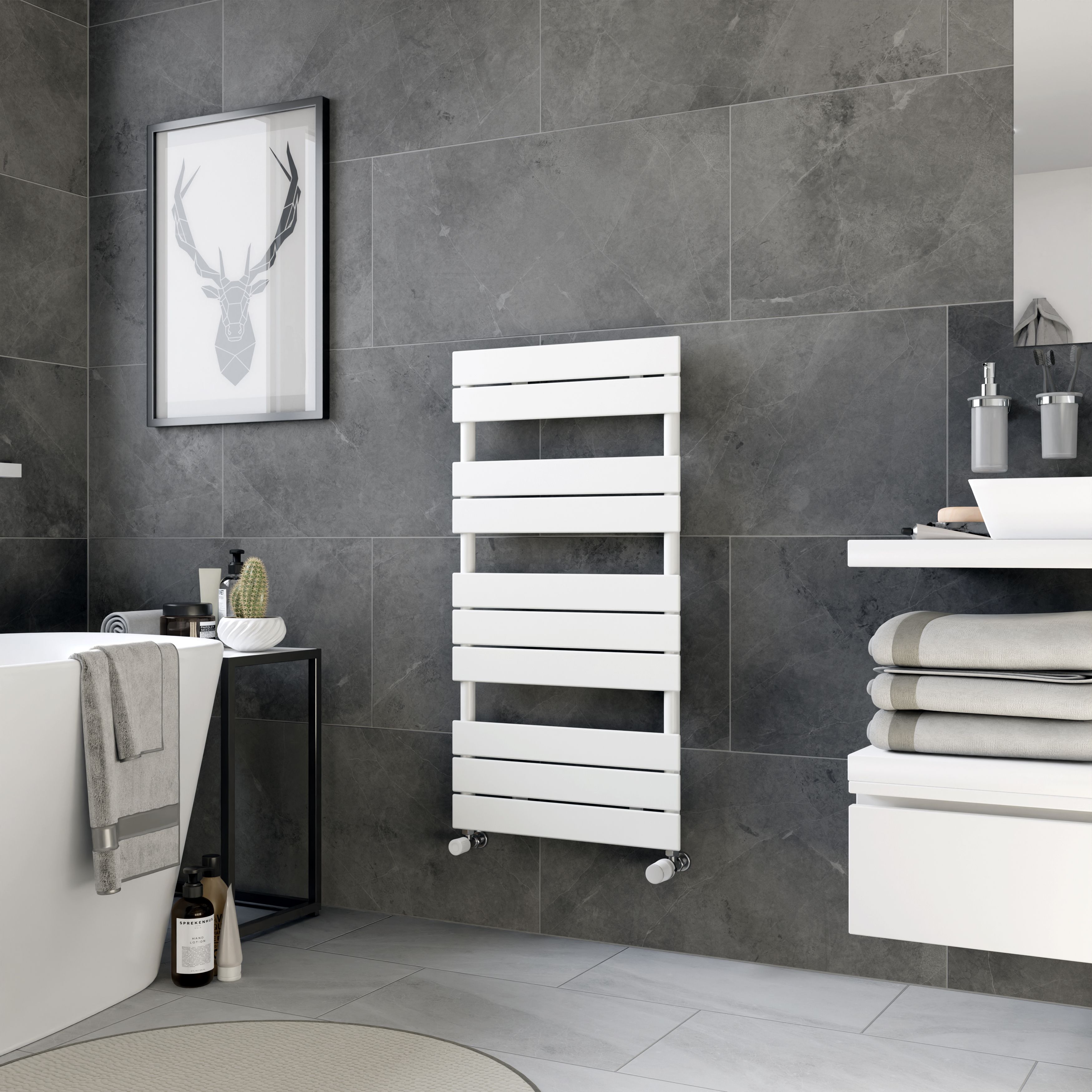 Ximax P2 P21420600W White Gas Vertical Designer towel warmer Radiator, (W)500mm x (H)970mm