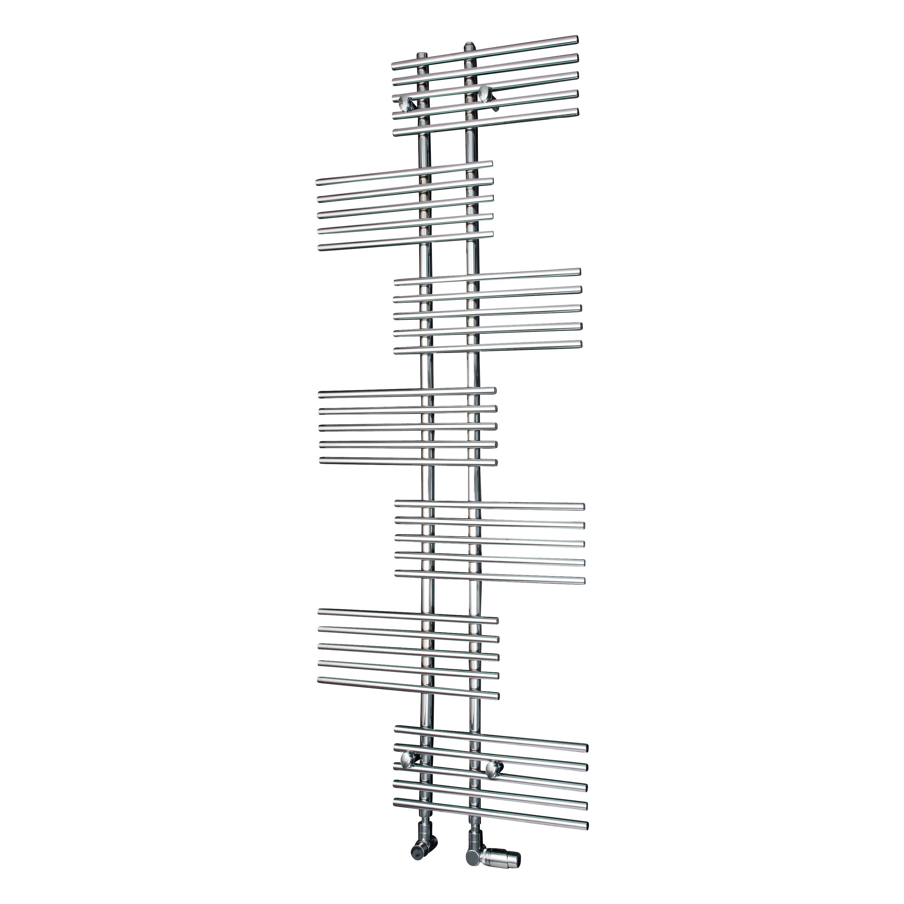 Ximax Parallel-Rail Chrome effect Electric Towel warmer (W)650mm x (H)1762mm