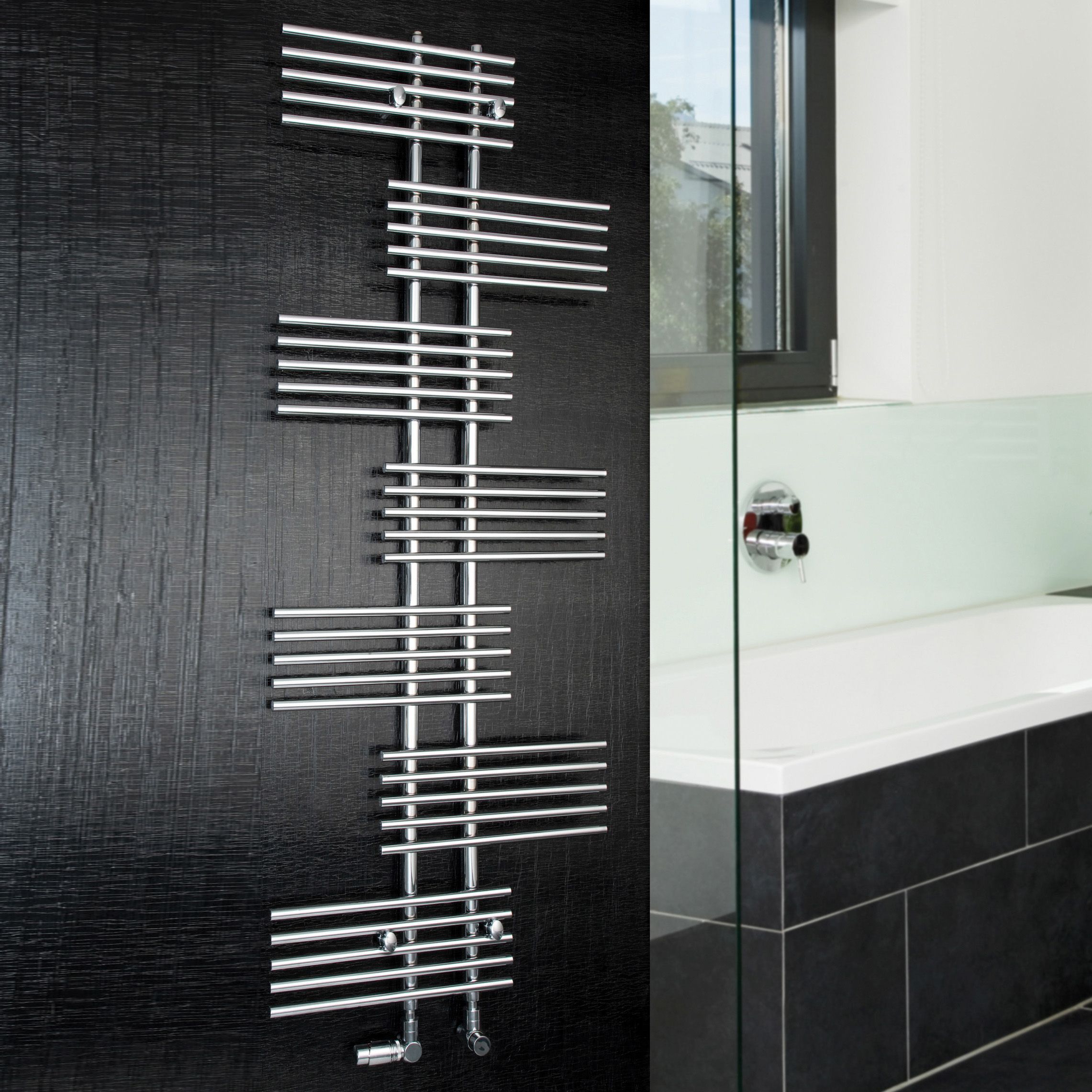 Ximax Parallel-Rail Chrome effect Electric Towel warmer (W)650mm x (H)1762mm