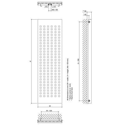 Ximax S1 Plan White Vertical Designer Radiator, (W)516mm x (H)1804mm