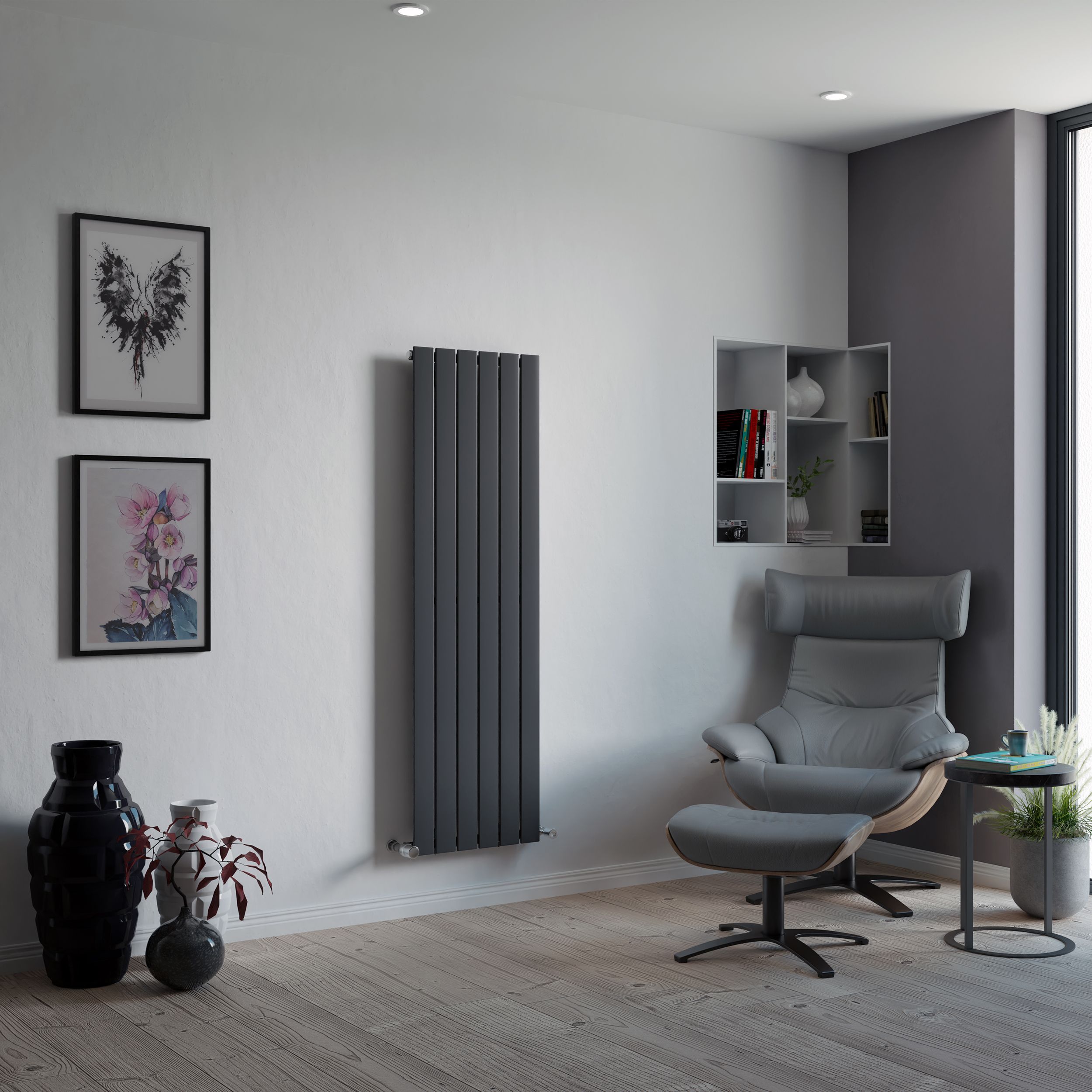 Ximax Vertirad Anthracite Horizontal or vertical Designer Radiator, (W)445mm x (H)1500mm