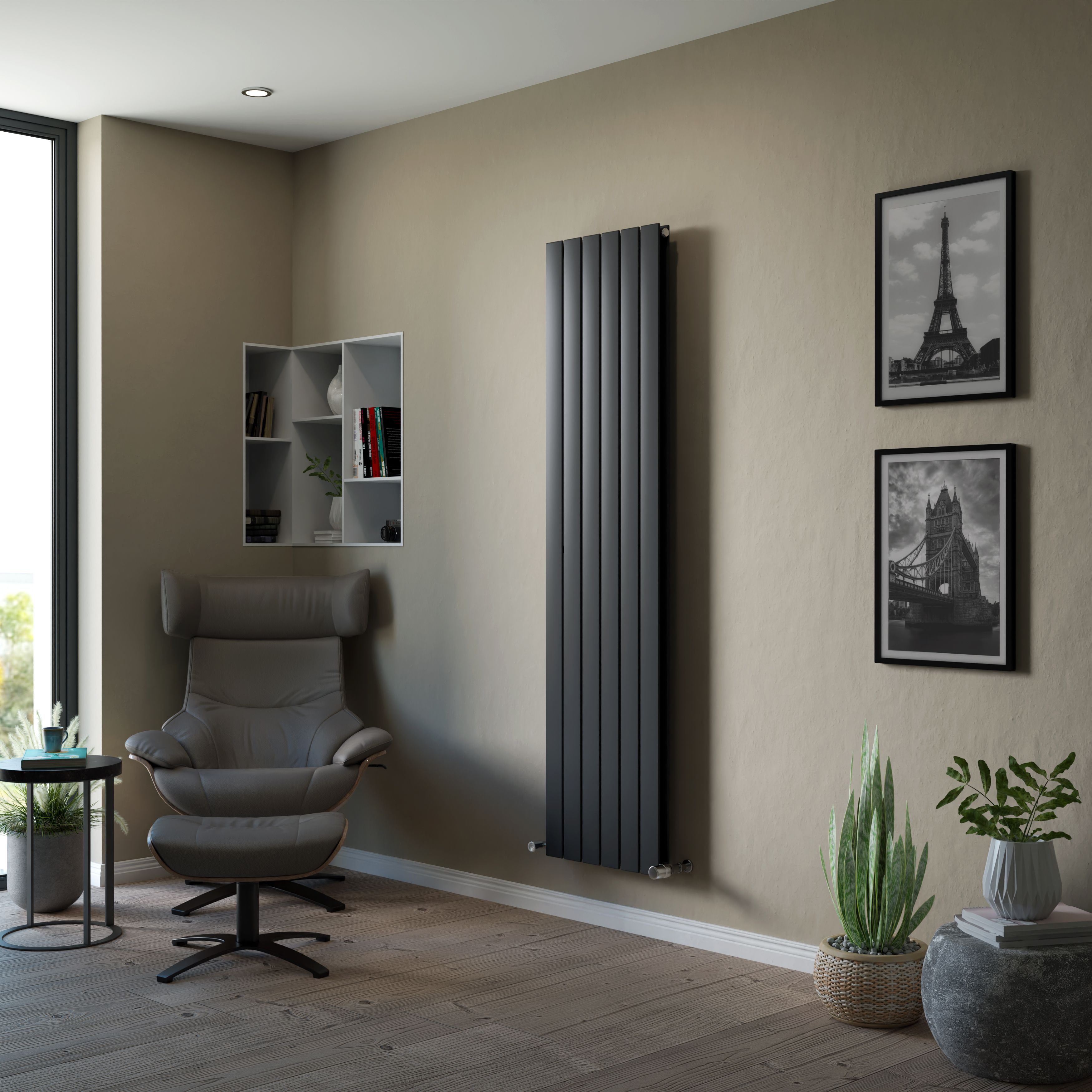 Ximax Vertirad Duplex Anthracite Horizontal or vertical Designer Radiator, (W)445mm x (H)1800mm