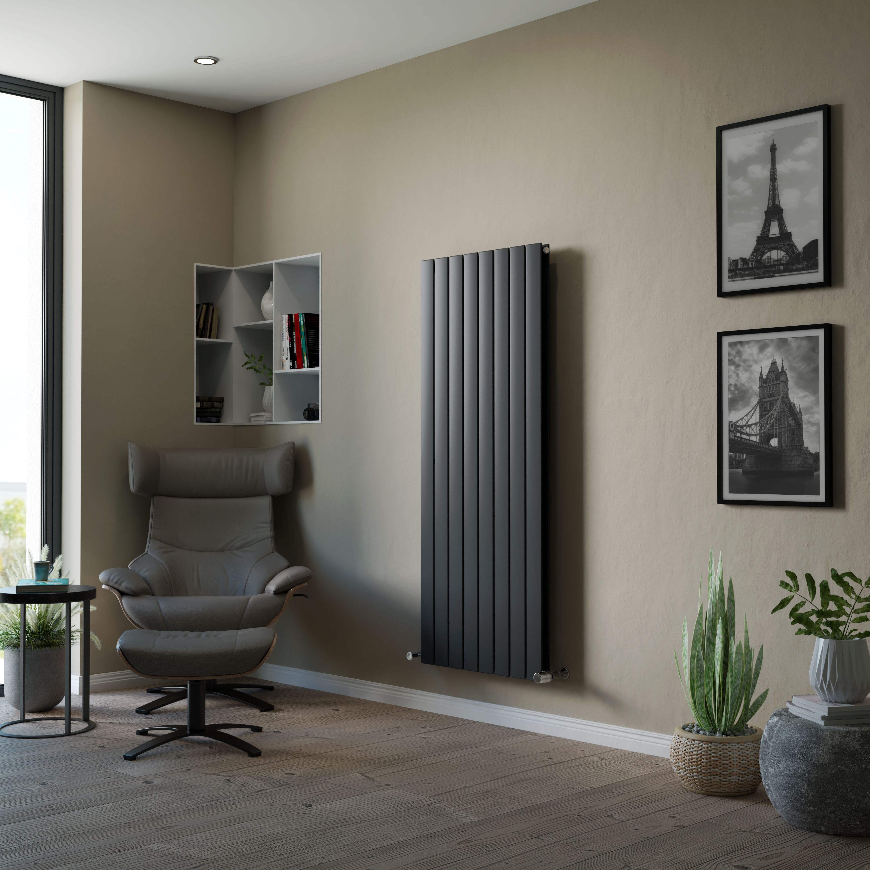 Ximax Vertirad Duplex Anthracite Horizontal or vertical Designer Radiator, (W)595mm x (H)1500mm