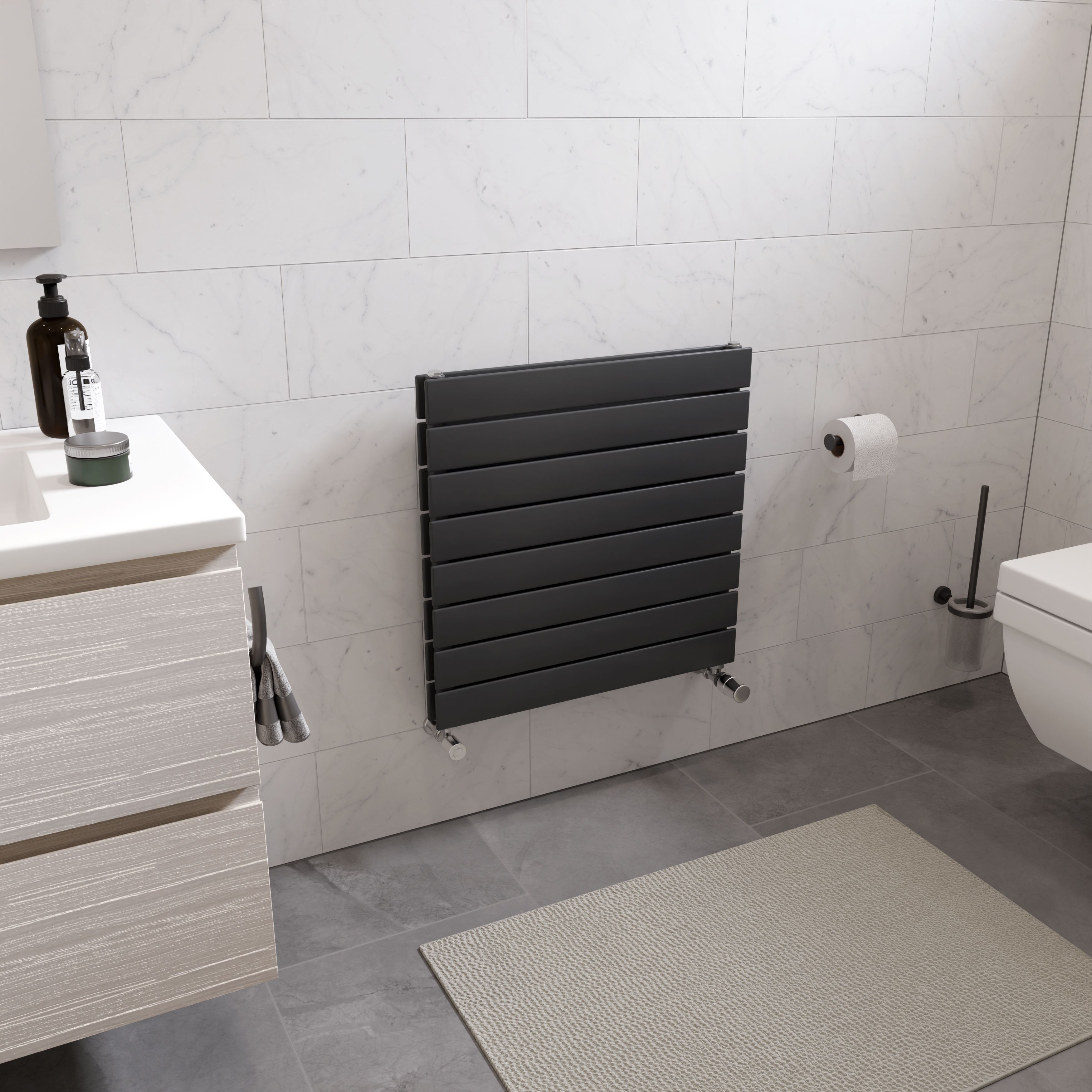 Ximax Vertirad Duplex HWHD1195600A Anthracite Gas Vertical Designer panel Radiator, (W)600mm x (H)595mm