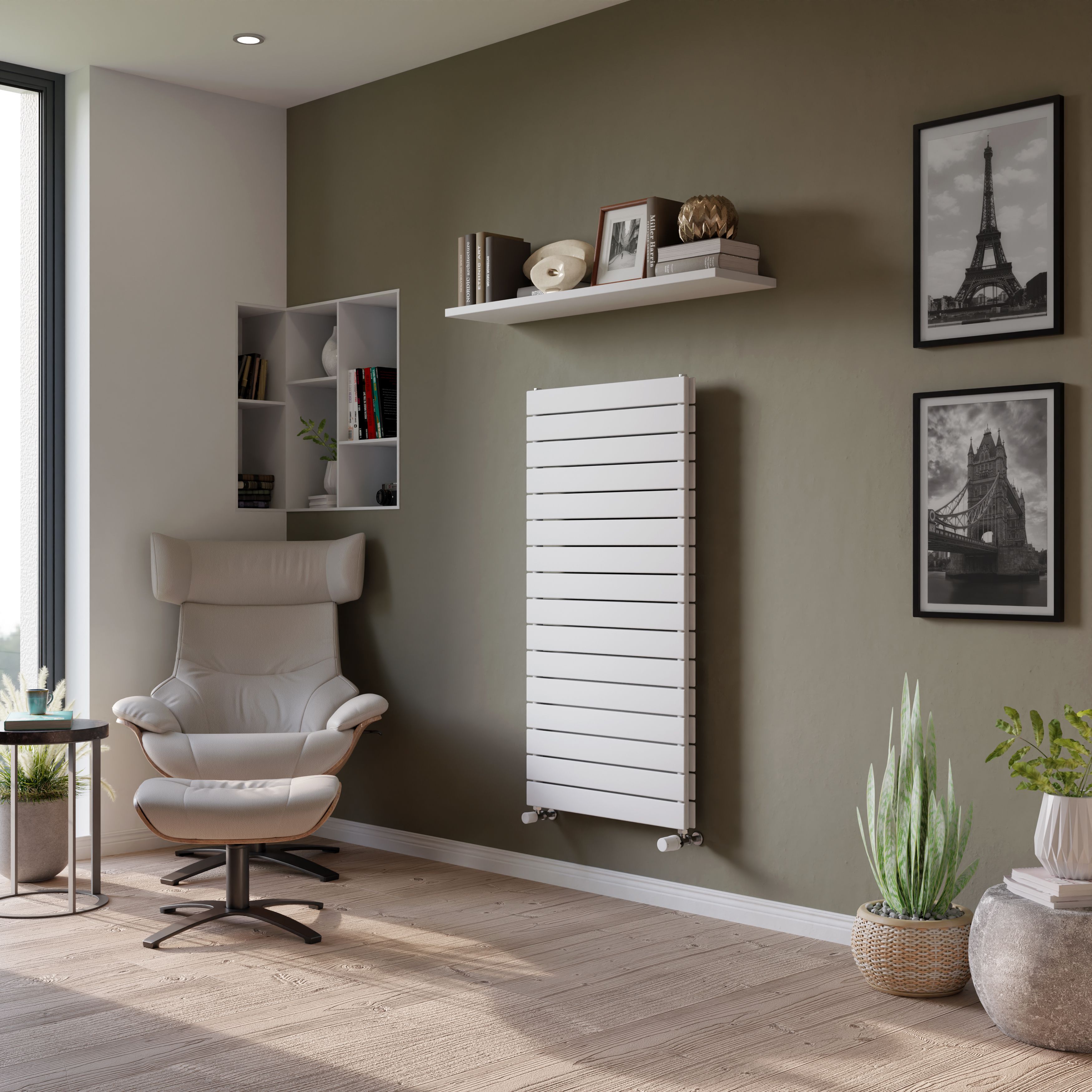 Ximax Vertirad Duplex HWHD1195600W White Gas Vertical Designer panel 3317BTU Radiator, (W)600mm x (H)1195mm