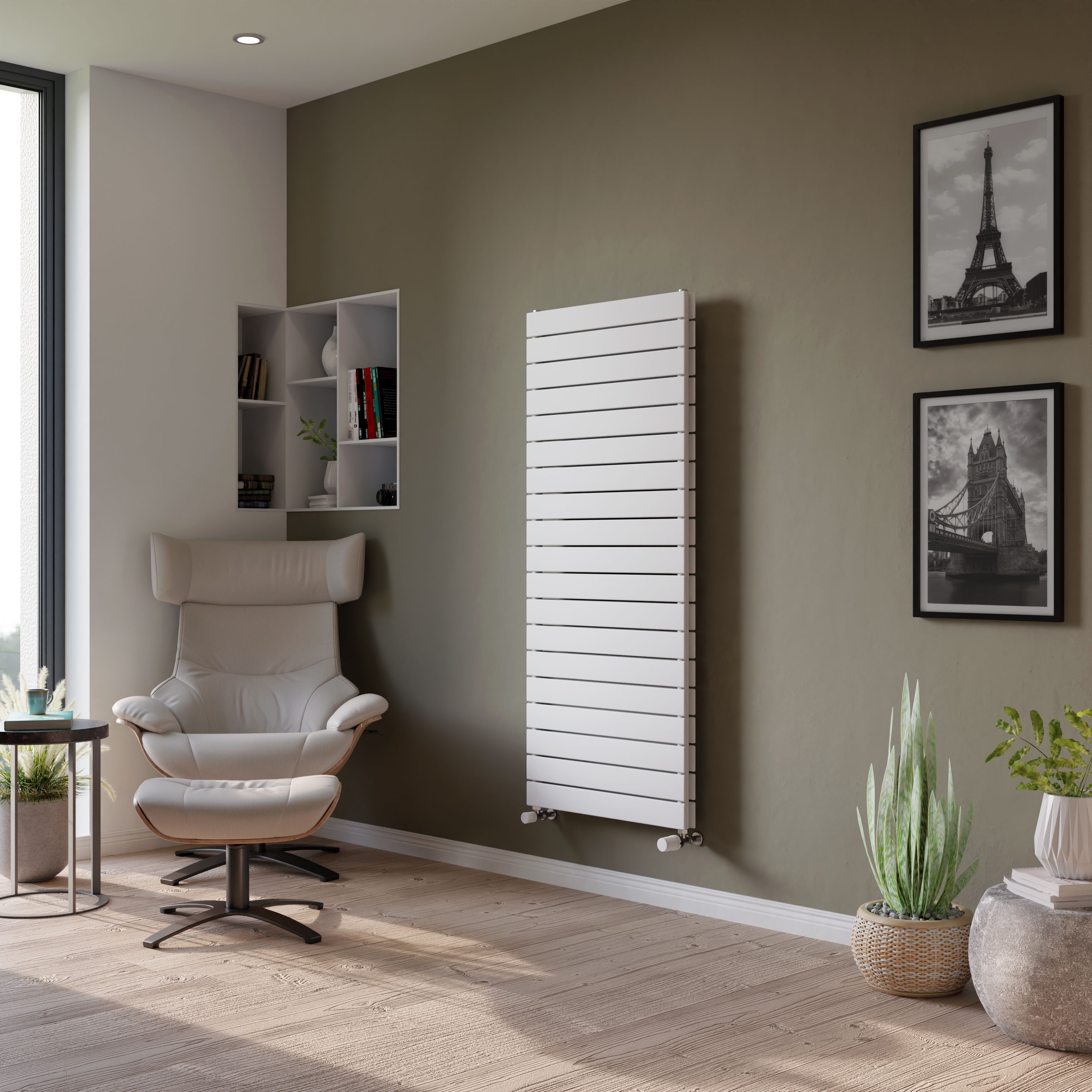 Ximax Vertirad Duplex HWHD1195600W White Gas Vertical Designer panel 3720BTU Radiator, (W)600mm x (H)1420mm
