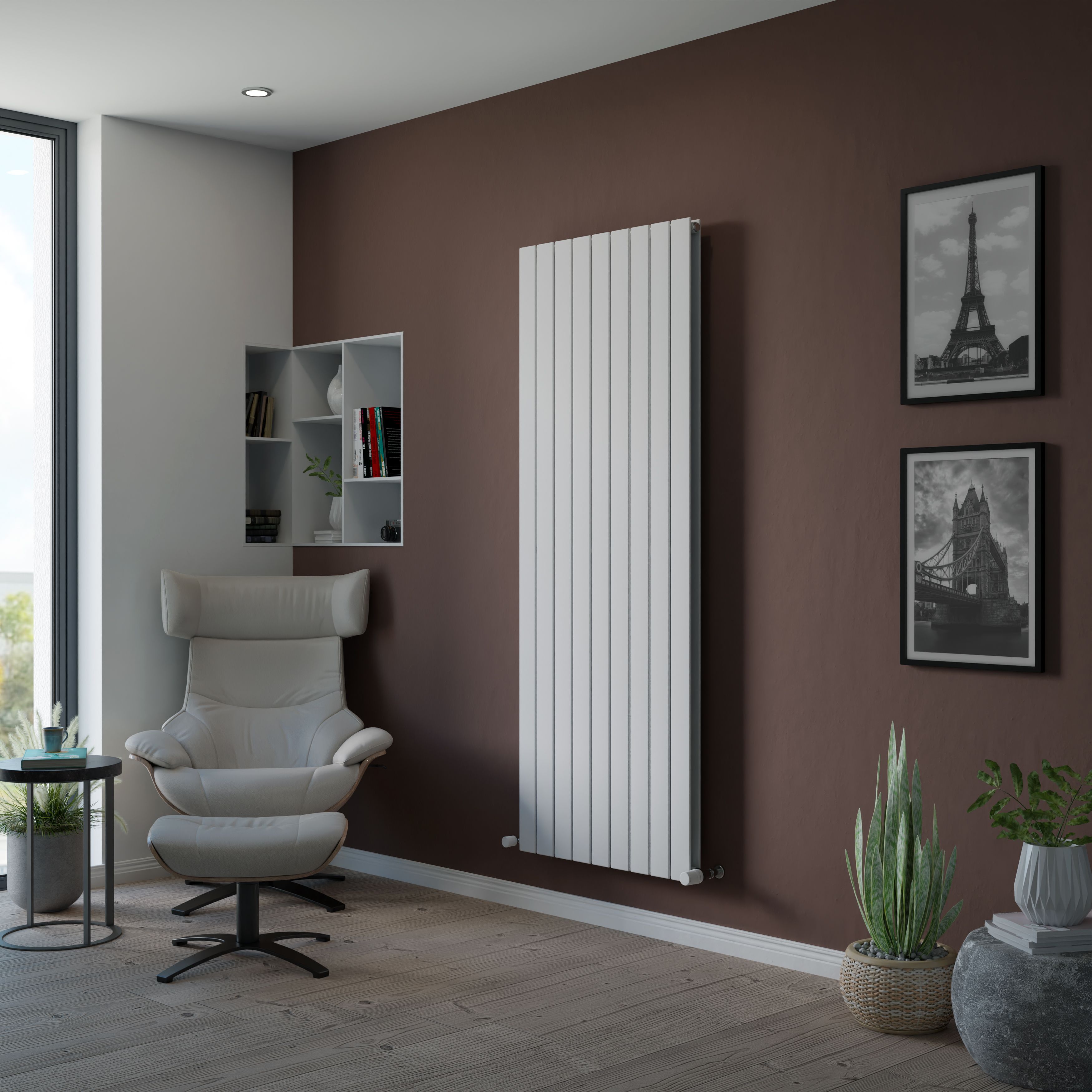 Ximax Vertirad Duplex Universal HWD180670W White Horizontal or vertical Designer Radiator, (W)670mm x (H)1800mm