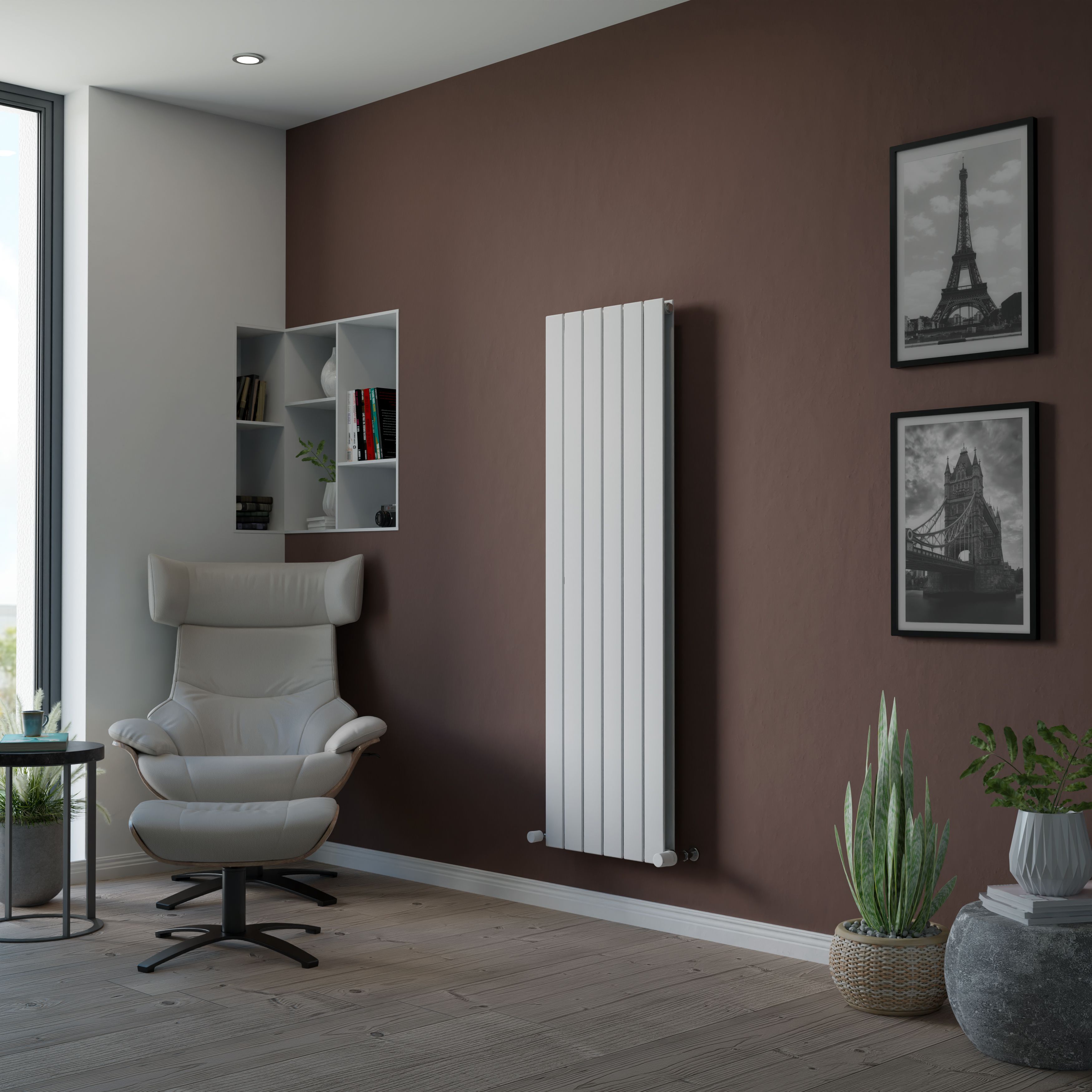 Ximax Vertirad Duplex Universal White Horizontal or vertical Designer Radiator, (W)445mm x (H)1500mm