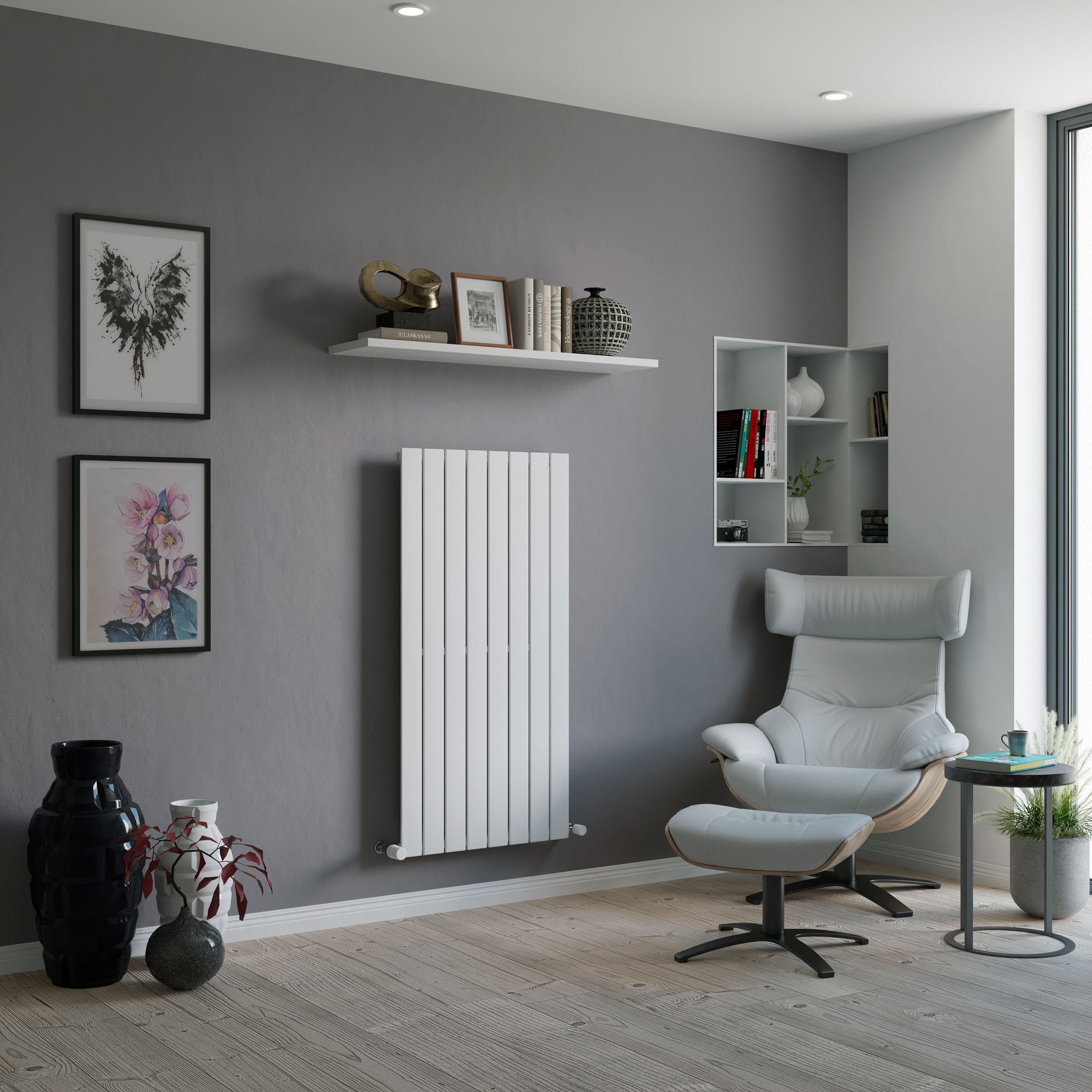 Ximax Vertirad HW1200595W White Horizontal or vertical Designer Radiator, (W)595mm x (H)1200mm