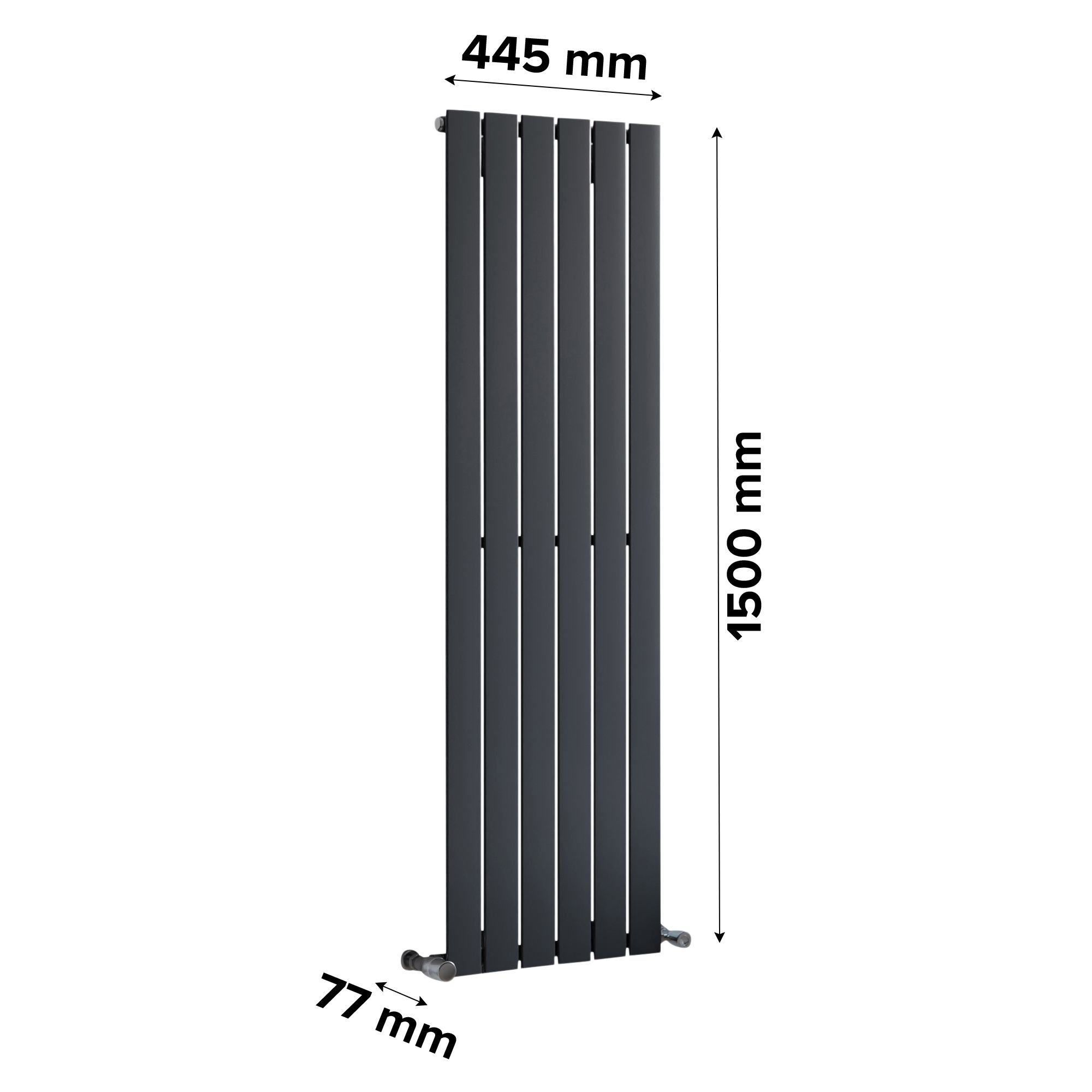 Ximax Vertirad HW150045A Anthracite Horizontal or vertical Designer 2088BTU Radiator, (W)445mm x (H)1500mm