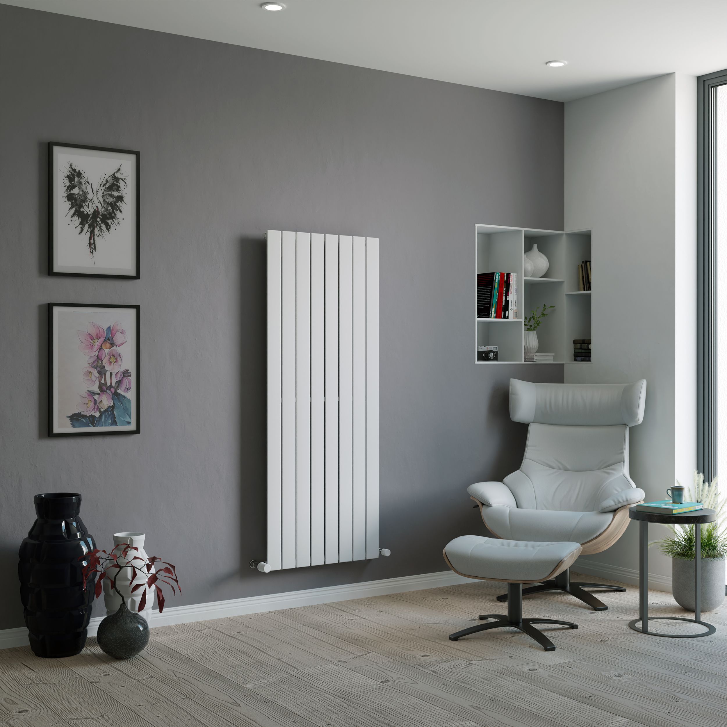 Ximax Vertirad HW150060W White Horizontal or vertical Designer 2791BTU Radiator, (W)595mm x (H)1500mm